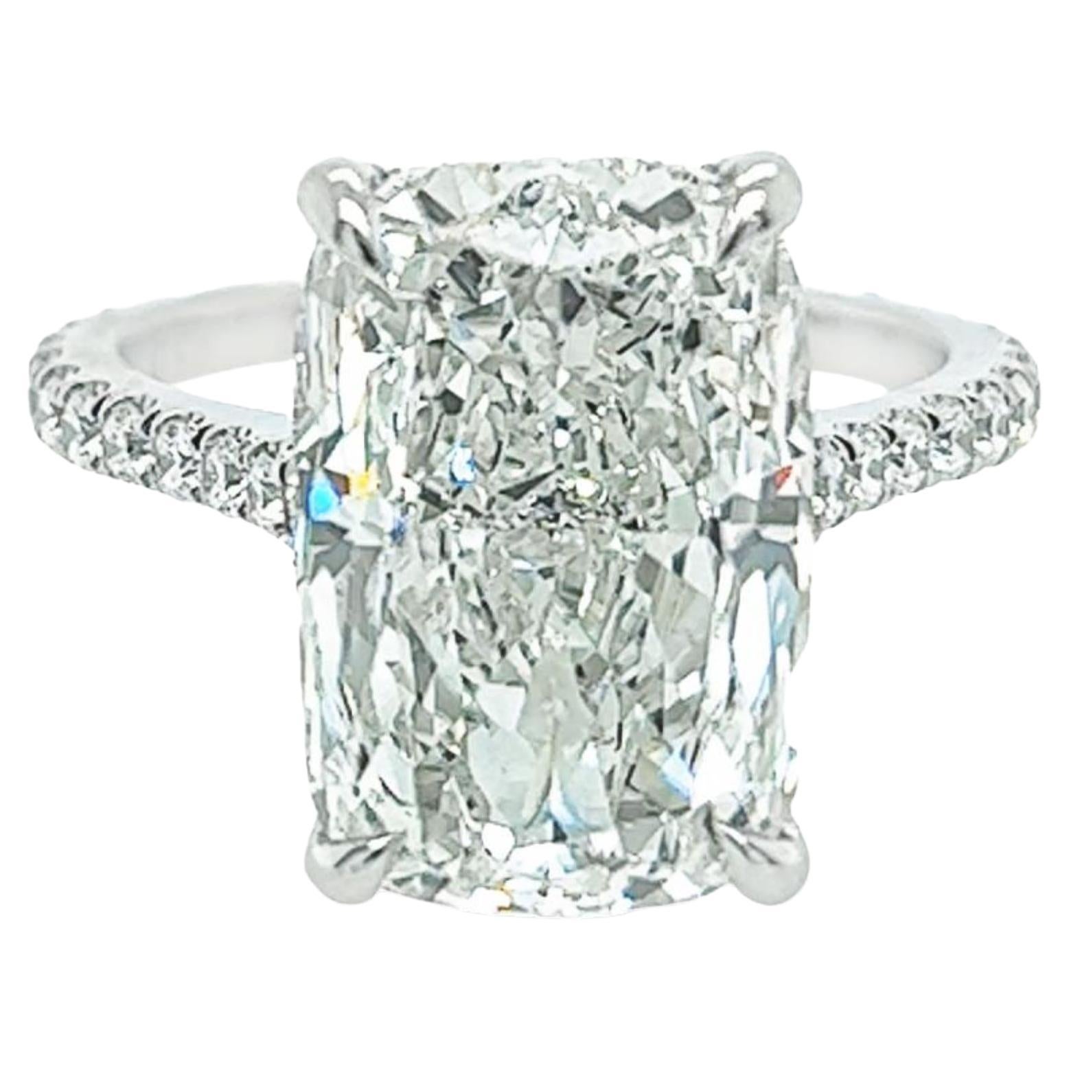 David Rosenberg 8.07 Carat Elongated Cushion Shape GIA Diamond Engagement Ring For Sale