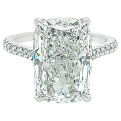 David Rosenberg, bague de fiançailles en diamant taille coussin allongée de 8,07 carats certifié GIA