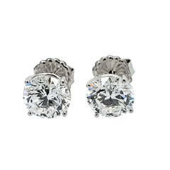 David Rosenberg 8.08 Total Carats Round F/VS2 Triple Excellent GIA Diamond Studs