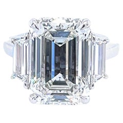 David Rosenberg 8.37 Carat Emerald Cut GIA Three Stone Diamond Engagement Ring