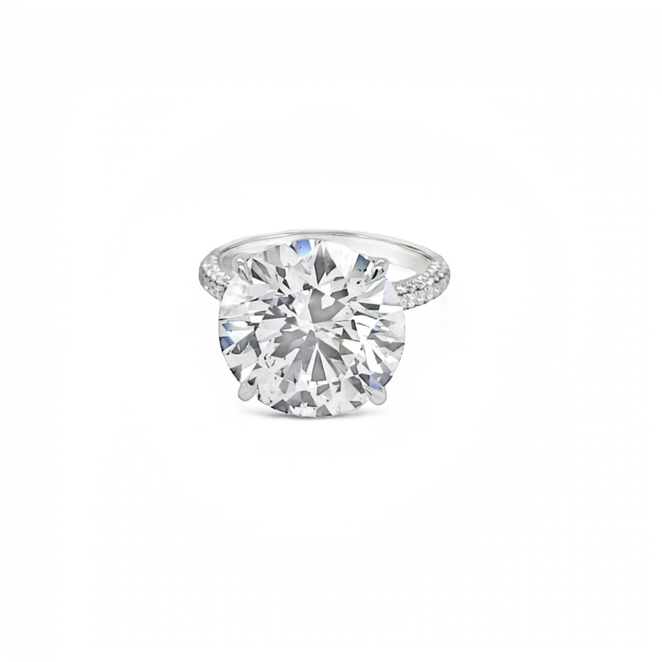 Modern David Rosenberg 9.13 Carat Round Hidden Halo D/SI1 GIA Diamond Engagement Ring