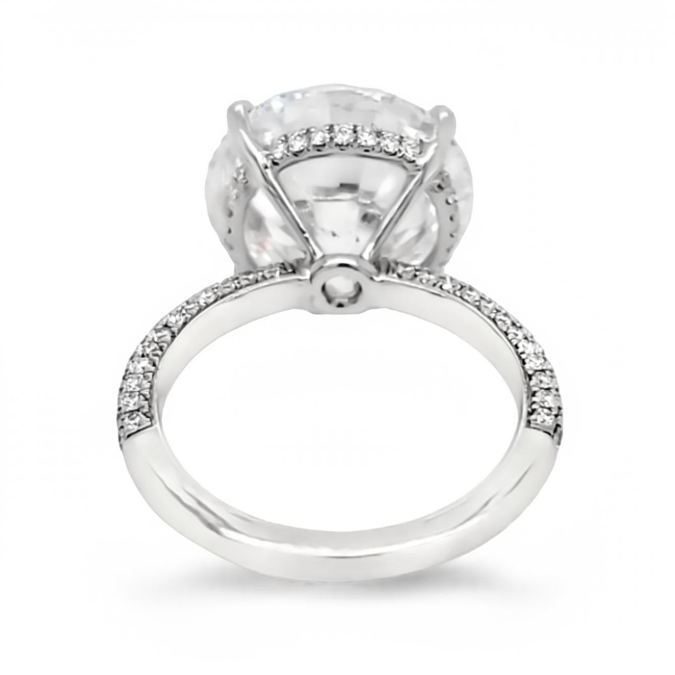 Women's David Rosenberg 9.13 Carat Round Hidden Halo D/SI1 GIA Diamond Engagement Ring