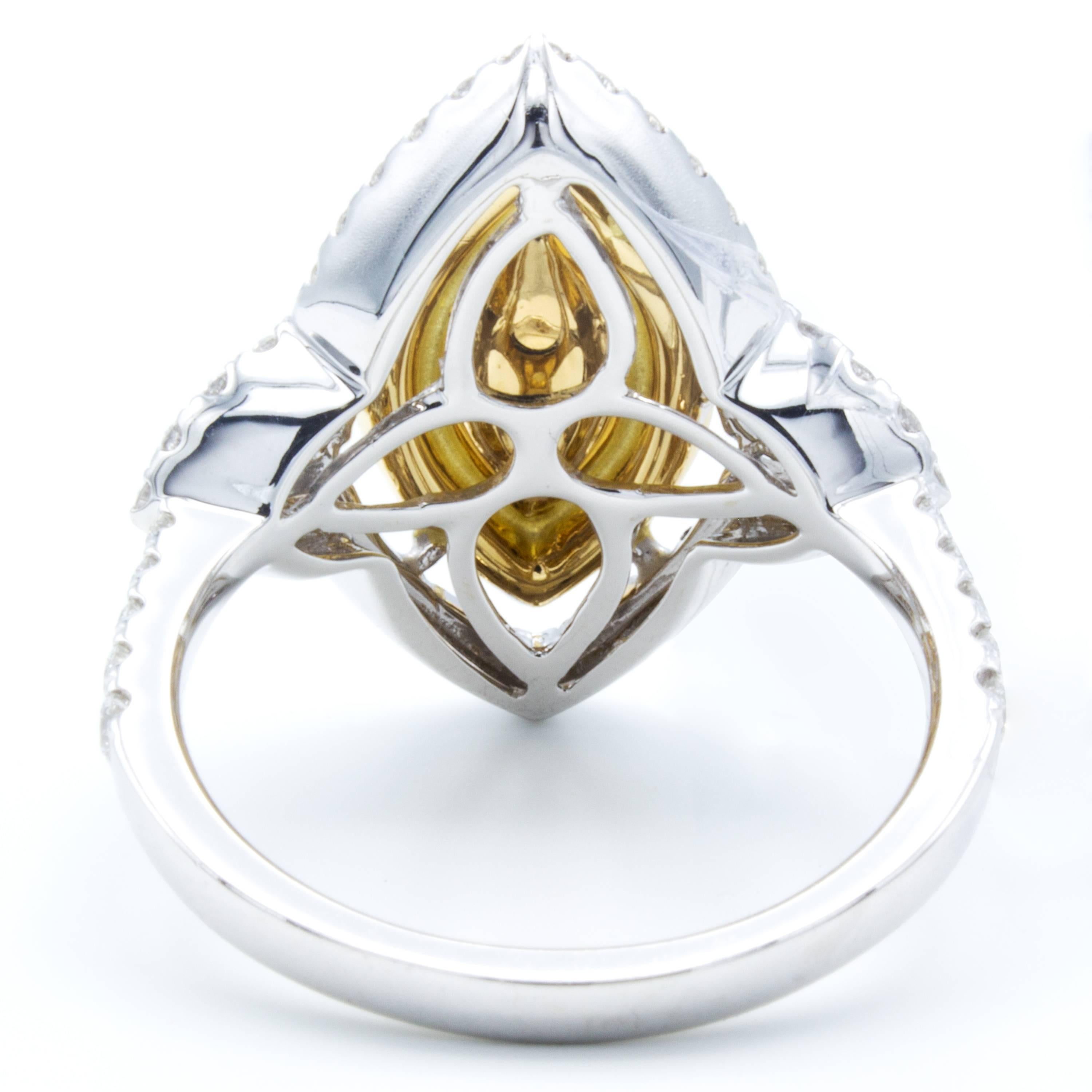 David Rosenberg .93 Carat  FIY GIA Marquise Halo Three-Stone Diamond Ring In New Condition For Sale In Boca Raton, FL