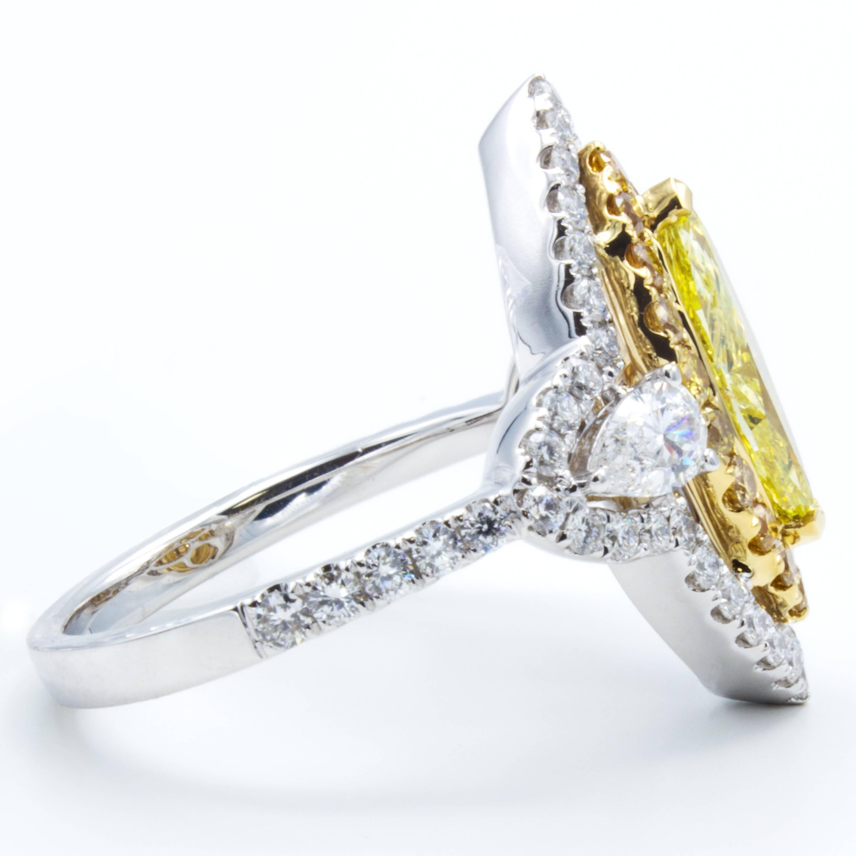 Women's David Rosenberg .93 Carat  FIY GIA Marquise Halo Three-Stone Diamond Ring For Sale