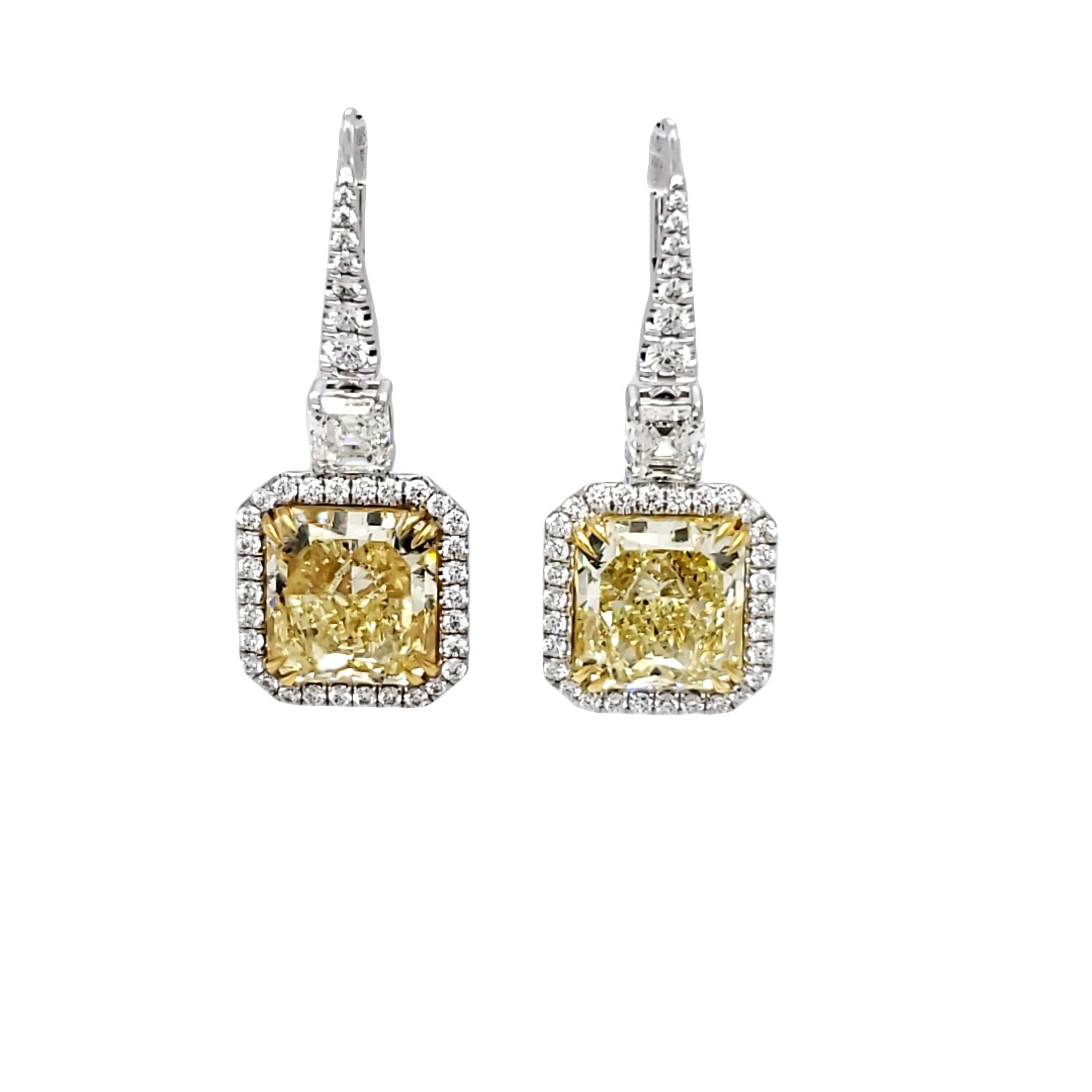 David Rosenberg 9.68 Karat Ausgefallene gelbe GIA-Diamant-Tropfen-Ohrringe mit Strahlenschliff (Moderne) im Angebot