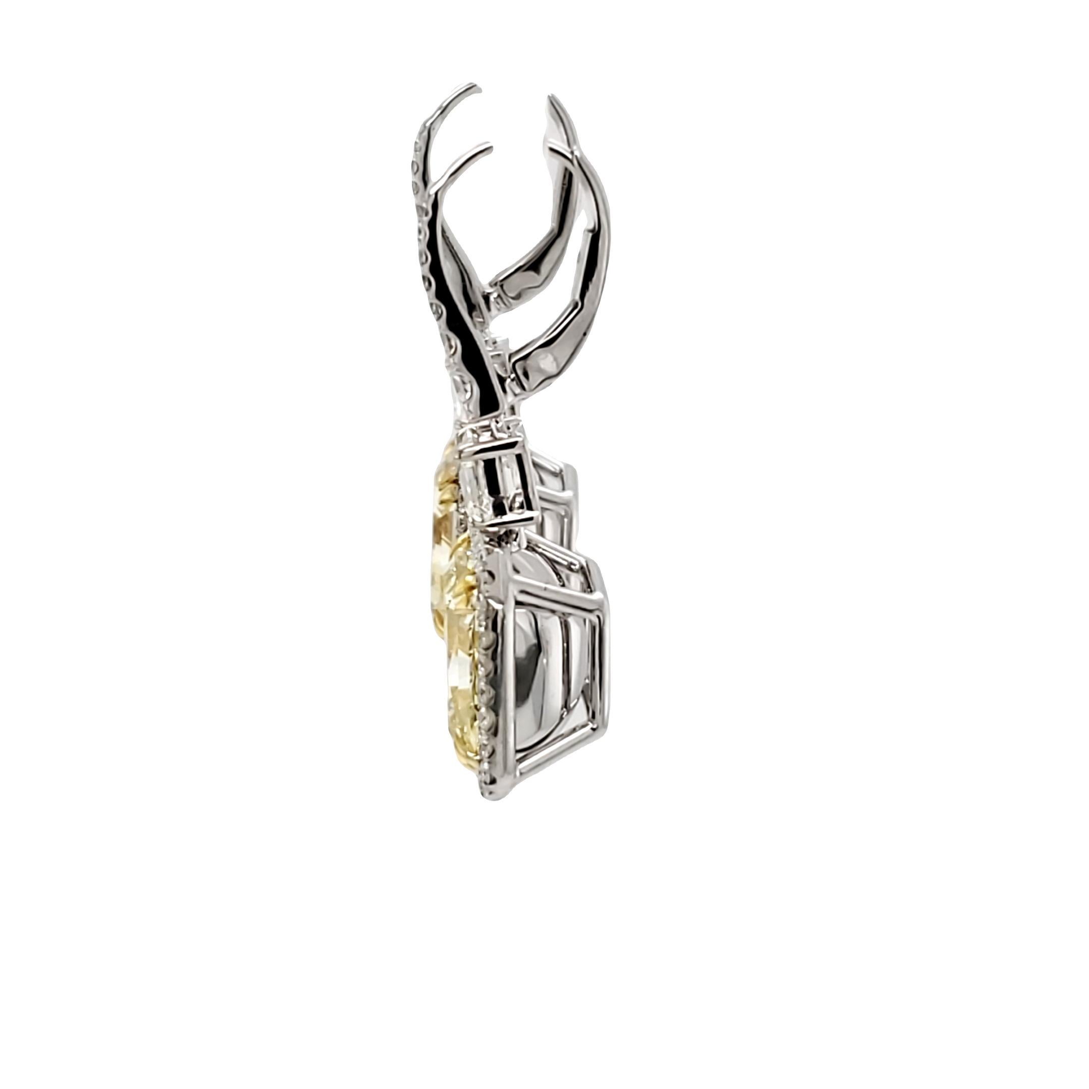 David Rosenberg 9.68 Carat Radiant Cut Fancy Yellow GIA Diamond Drop Earrings For Sale 4