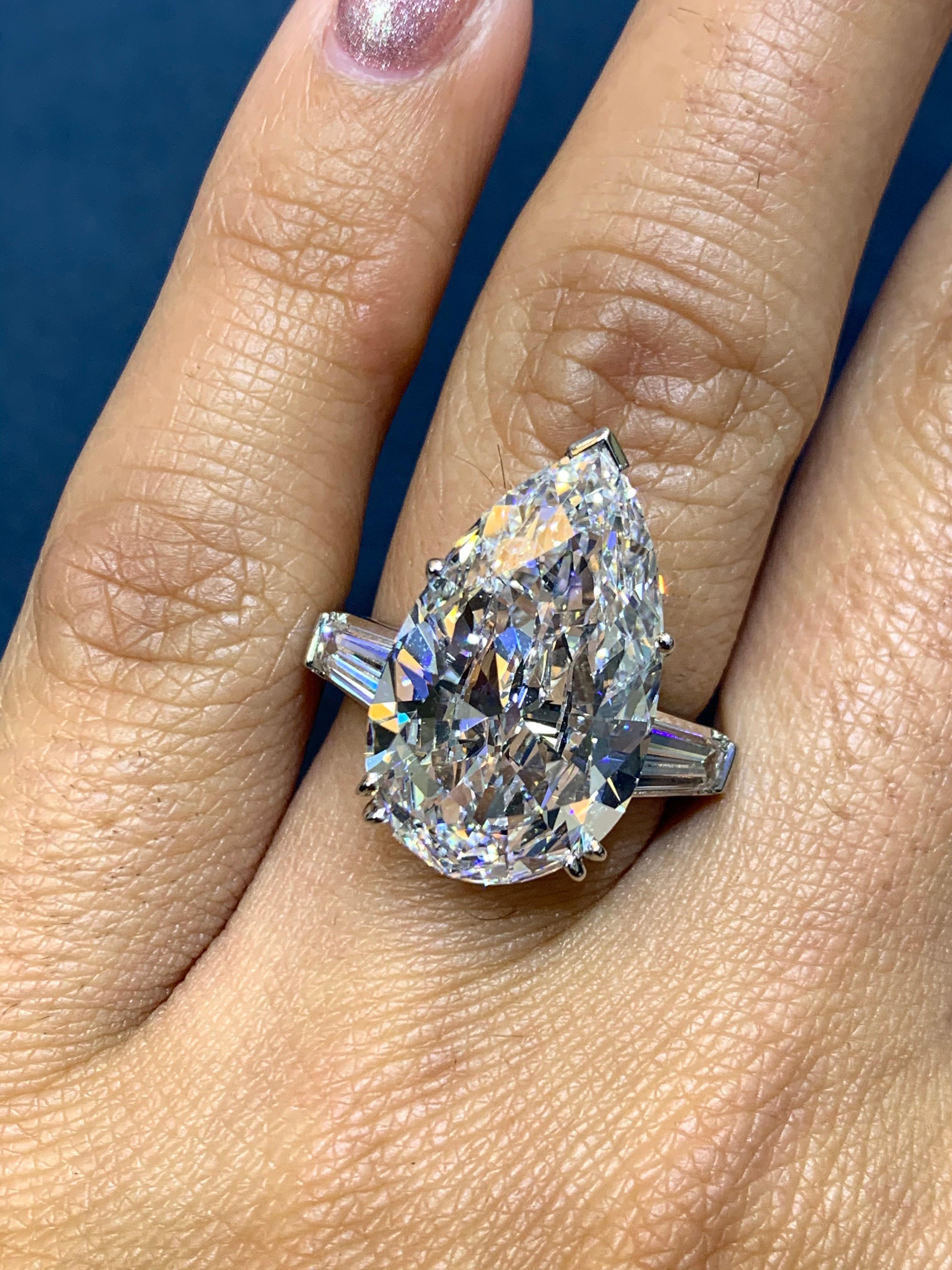 David Rosenberg 9.77 Carat Pear Shape D/VVS2 GIA Diamond Engagement Ring 1