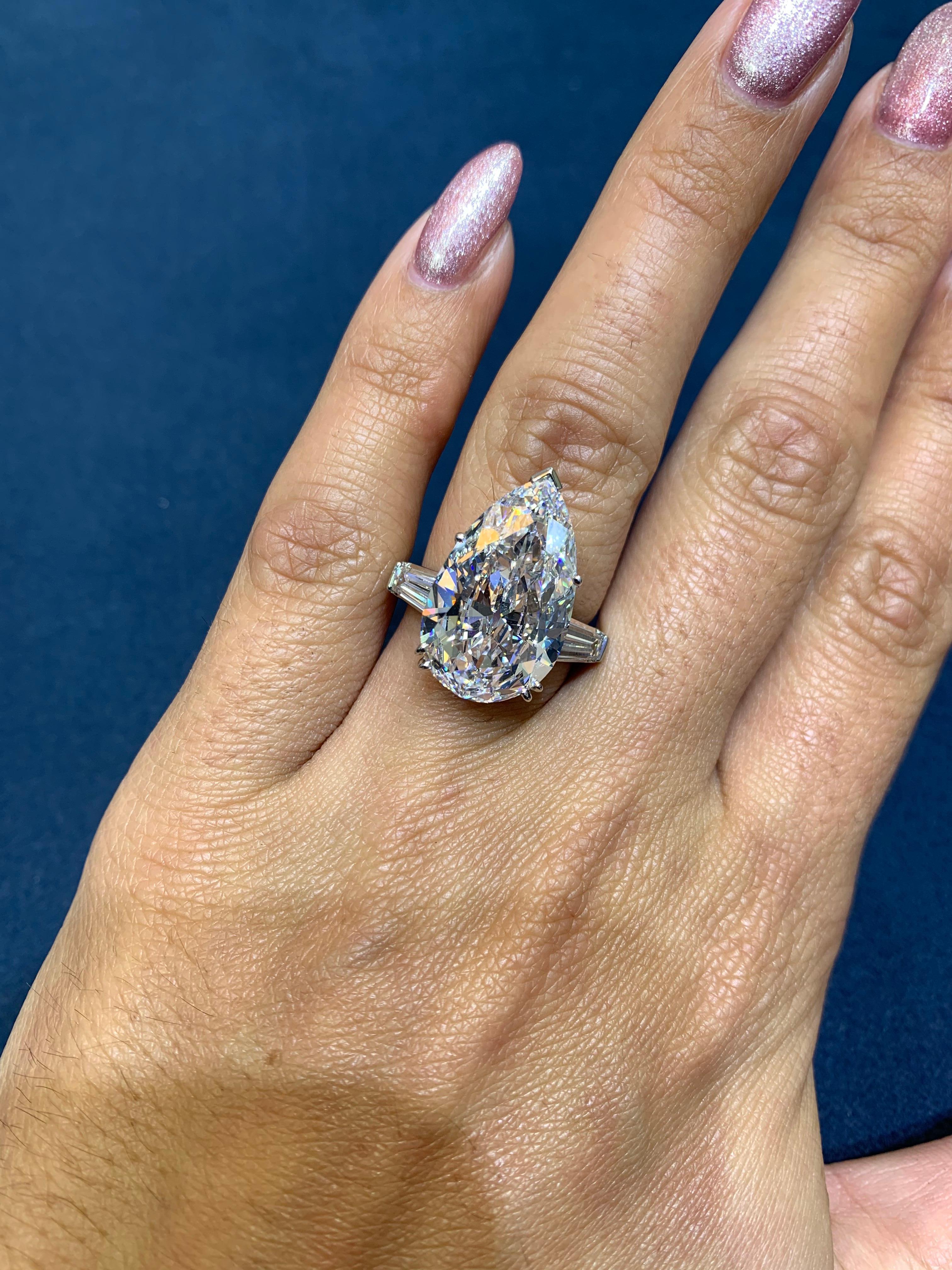 David Rosenberg 9.77 Carat Pear Shape D/VVS2 GIA Diamond Engagement Ring 2