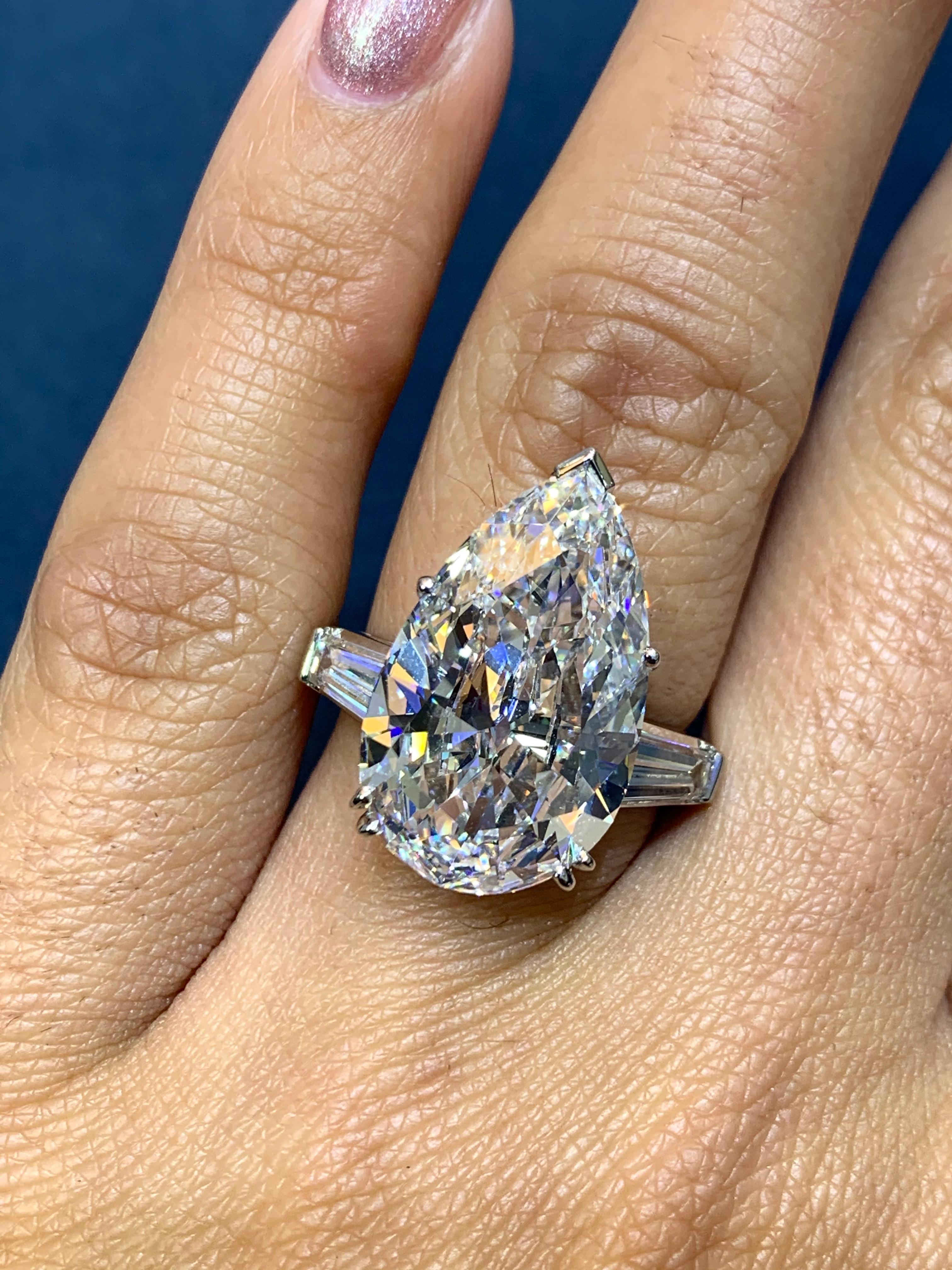 David Rosenberg 9.77 Carat Pear Shape D/VVS2 GIA Diamond Engagement Ring 3