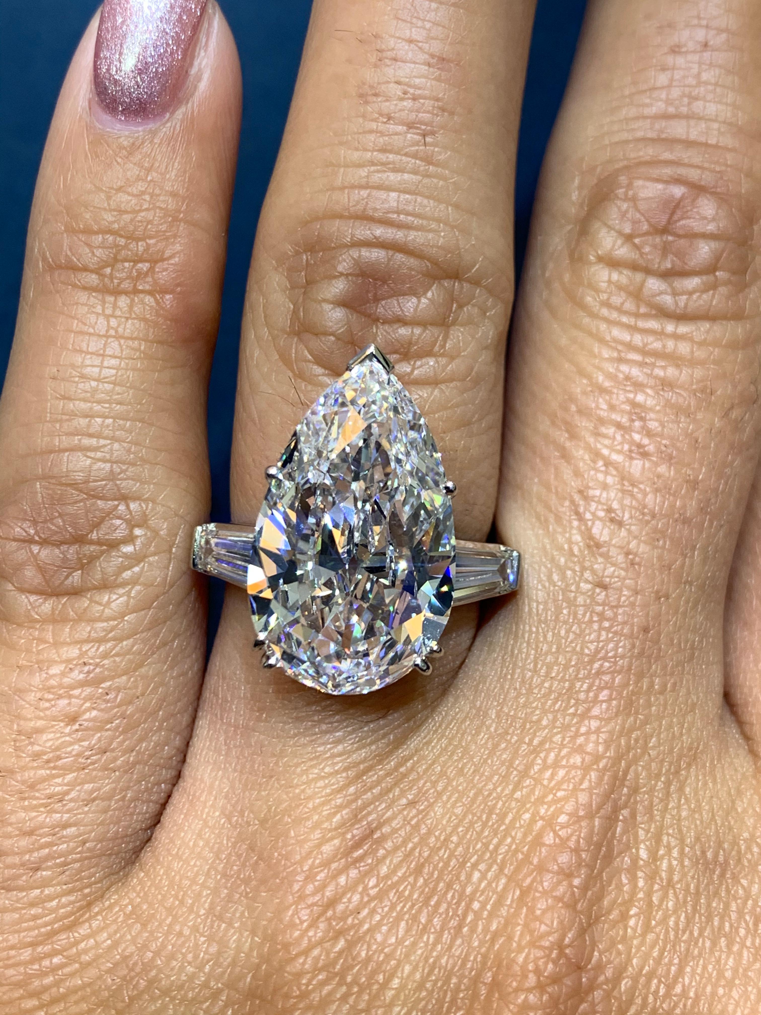 David Rosenberg 9.77 Carat Pear Shape D/VVS2 GIA Diamond Engagement Ring 5