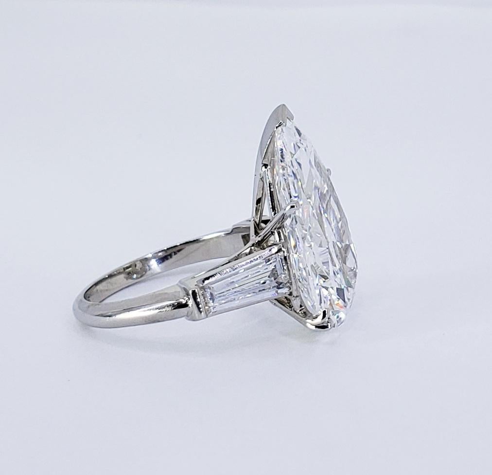 Modern David Rosenberg 9.77 Carat Pear Shape D/VVS2 GIA Diamond Engagement Ring