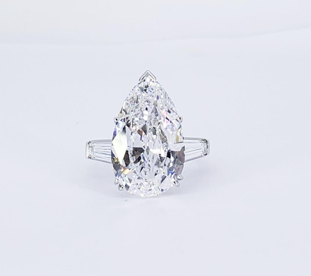 David Rosenberg 9.77 Carat Pear Shape D/VVS2 GIA Diamond Engagement Ring In New Condition In Boca Raton, FL