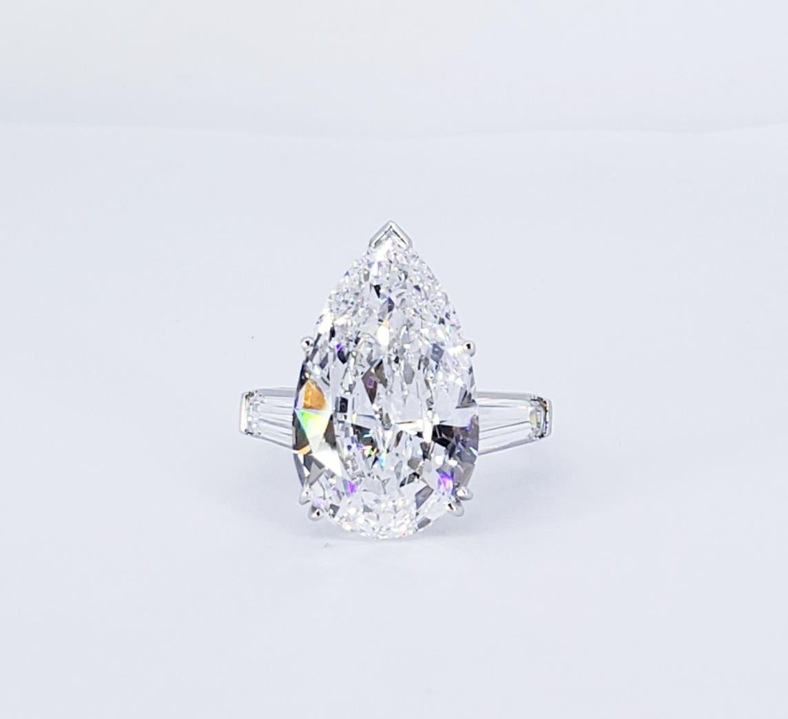Women's David Rosenberg 9.77 Carat Pear Shape D/VVS2 GIA Diamond Engagement Ring