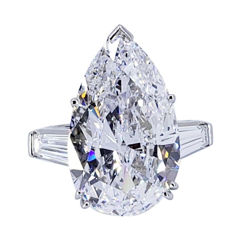 David Rosenberg 9.77 Carat Pear Shape D/VVS2 GIA Diamond Engagement Ring