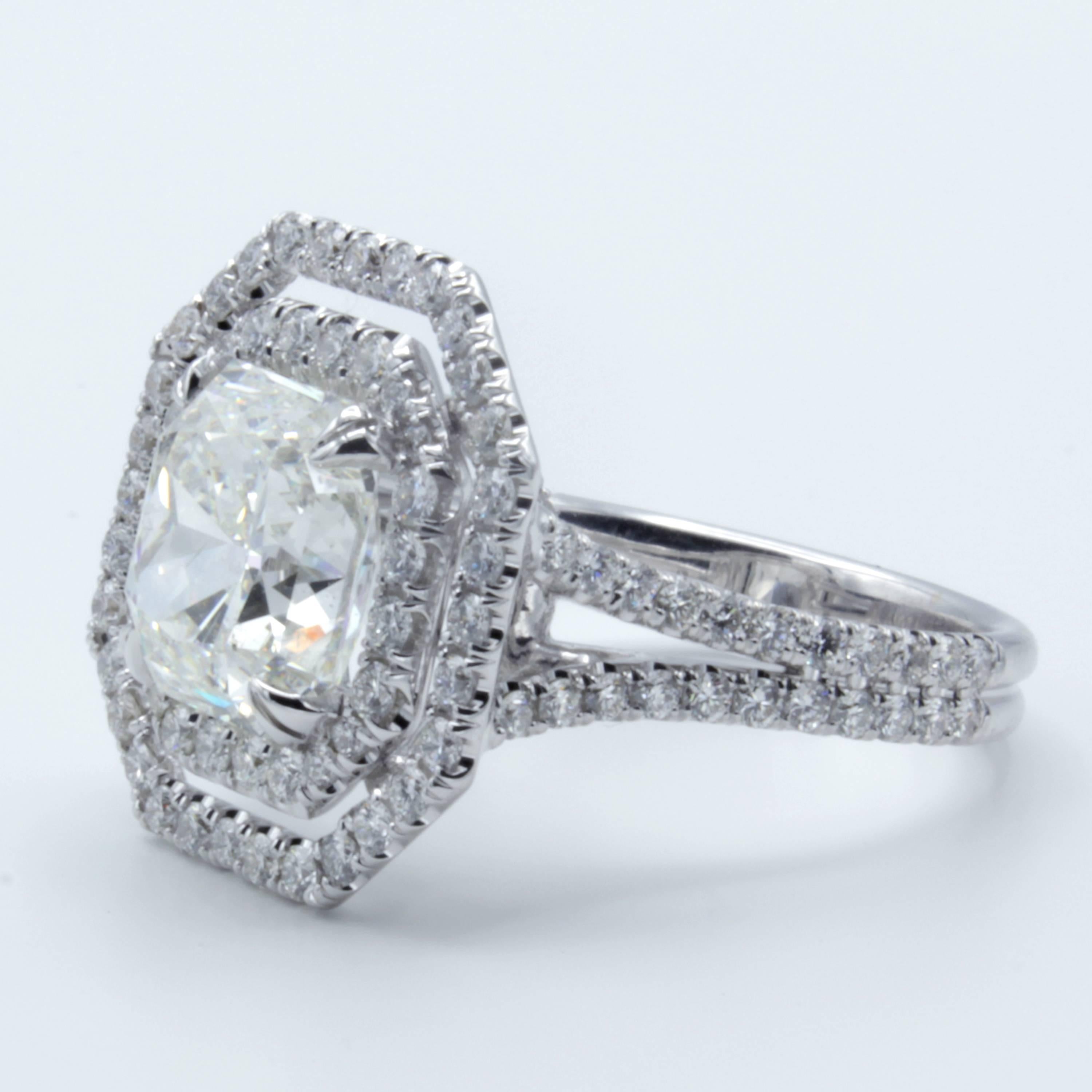 Modern David Rosenberg 3.51 Carat Radiant GIA 18kt White Gold Diamond Engagement Ring
