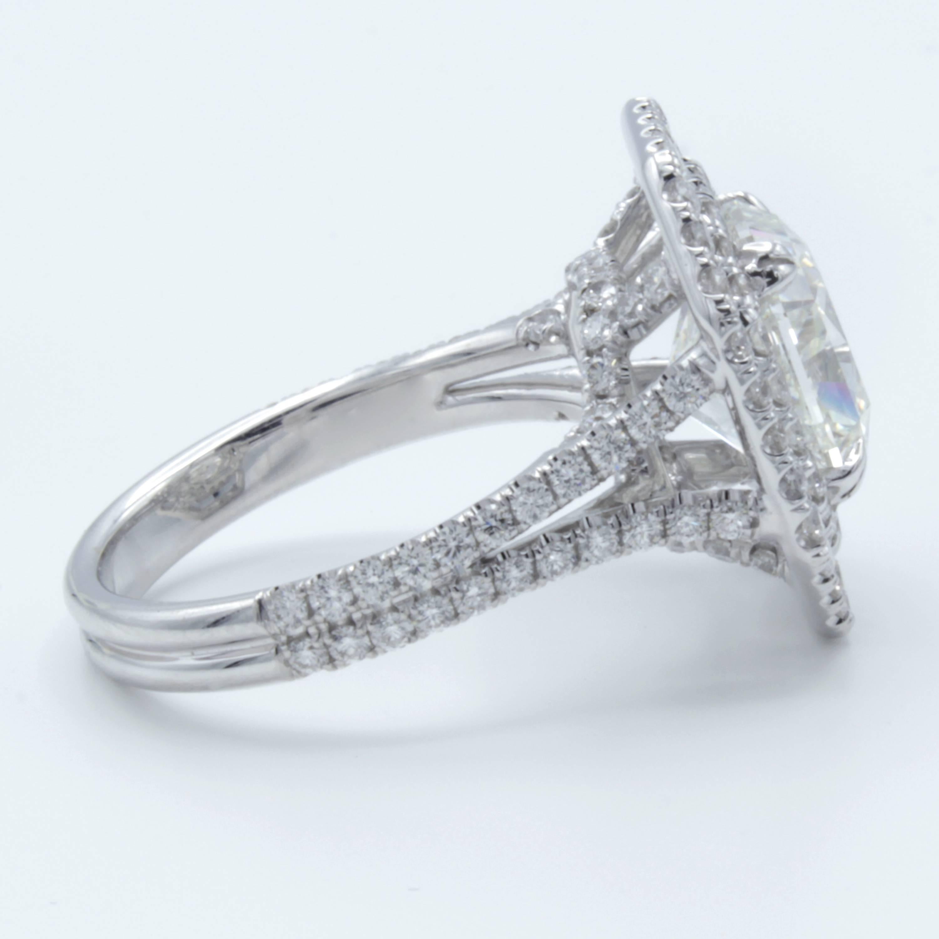 David Rosenberg 3.51 Carat Radiant GIA 18kt White Gold Diamond Engagement Ring In New Condition In Boca Raton, FL