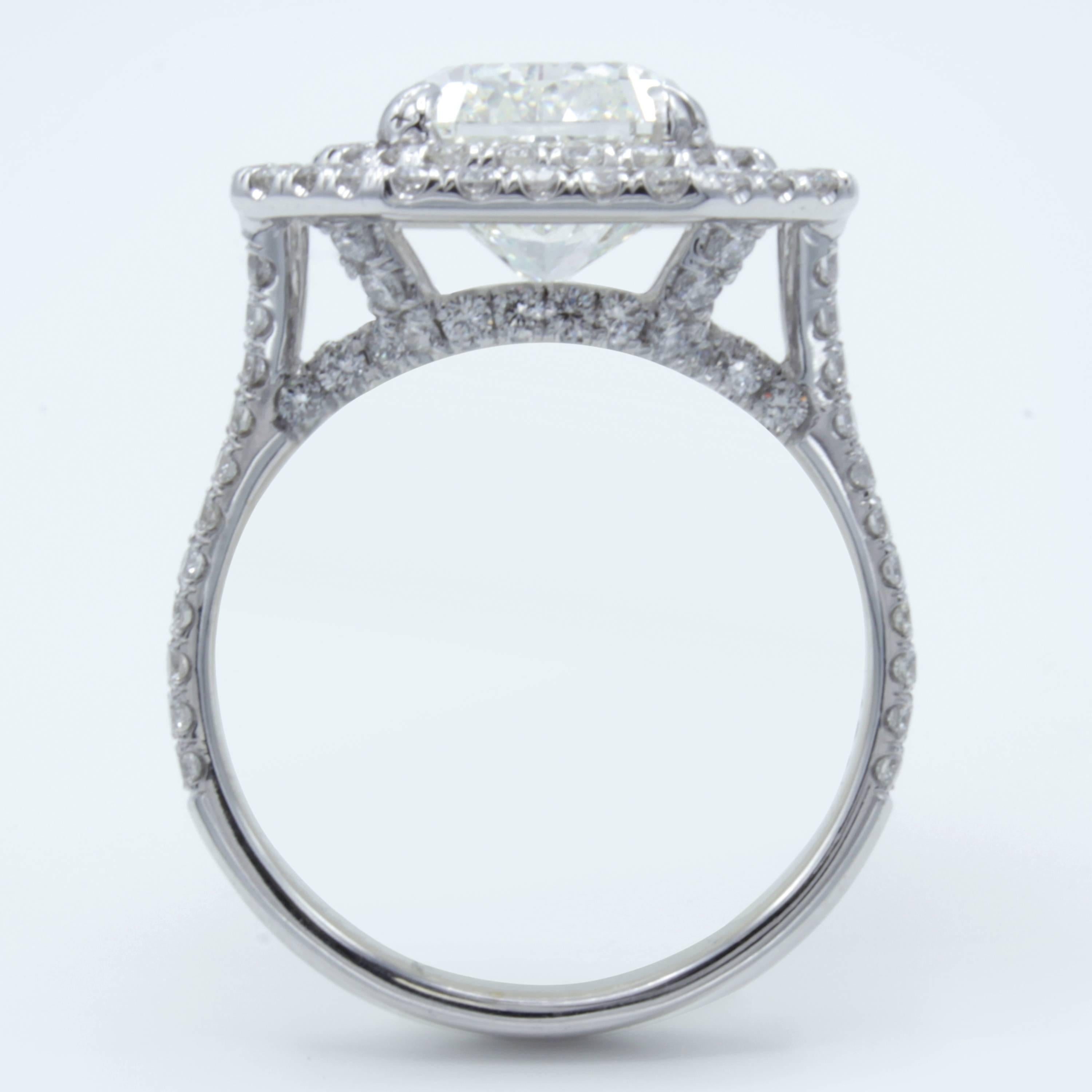 David Rosenberg 3.51 Carat Radiant GIA 18kt White Gold Diamond Engagement Ring 1