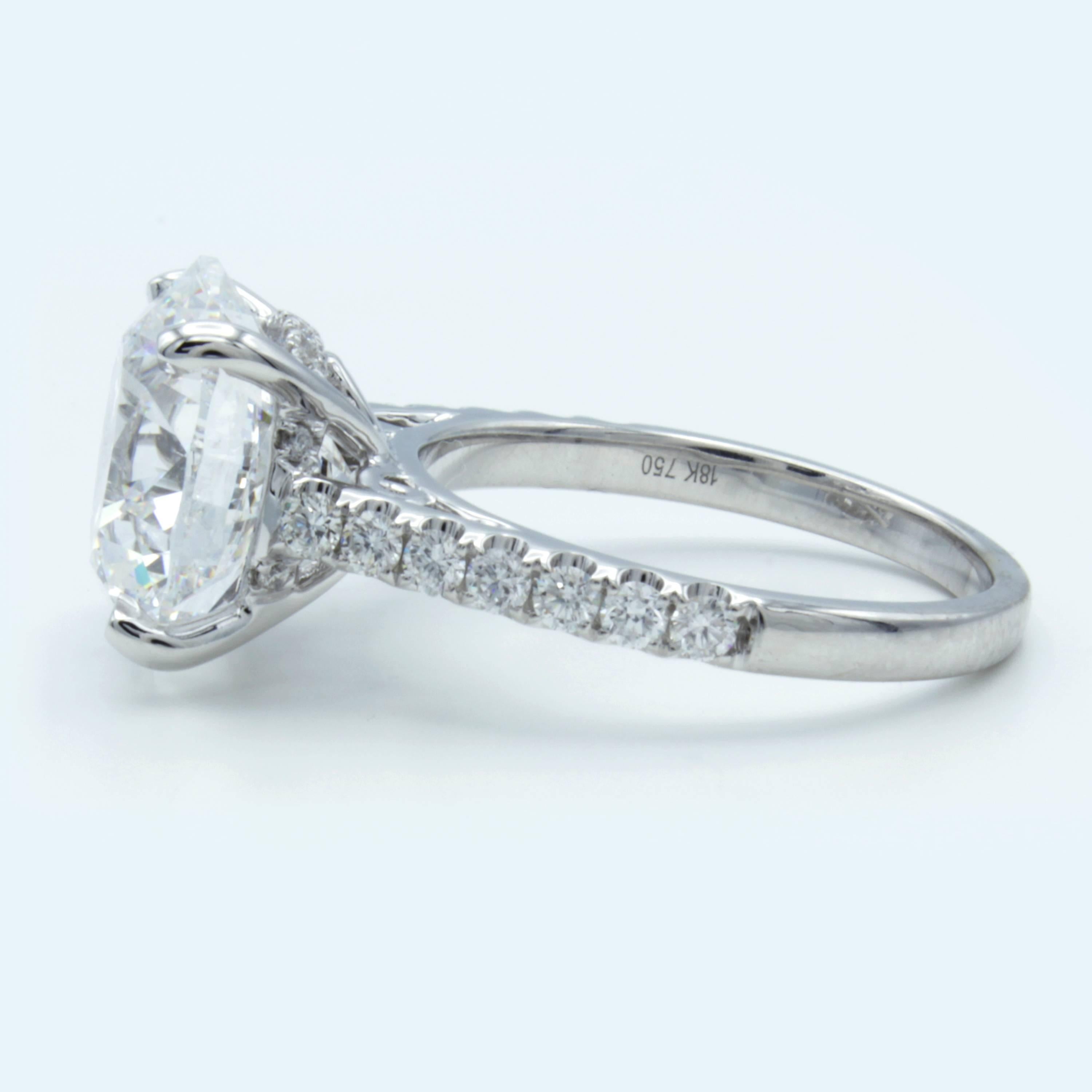 Modern David Rosenberg GIA 6 Carat Round D/VS2 18kt White Gold Diamond Engagement Ring