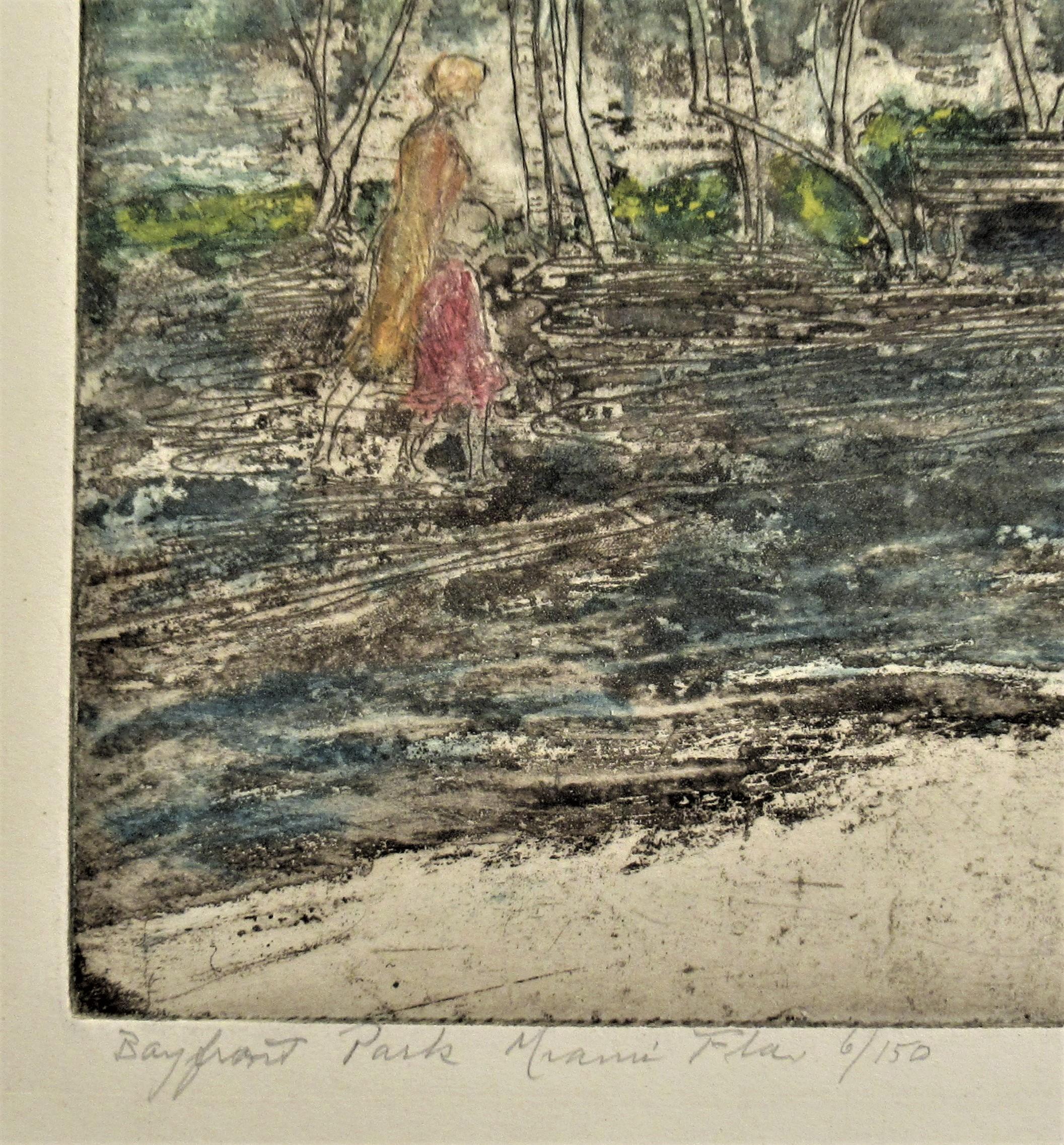 Bayfront Park, Miami, Florida - American Impressionist Print by David Rosenthal