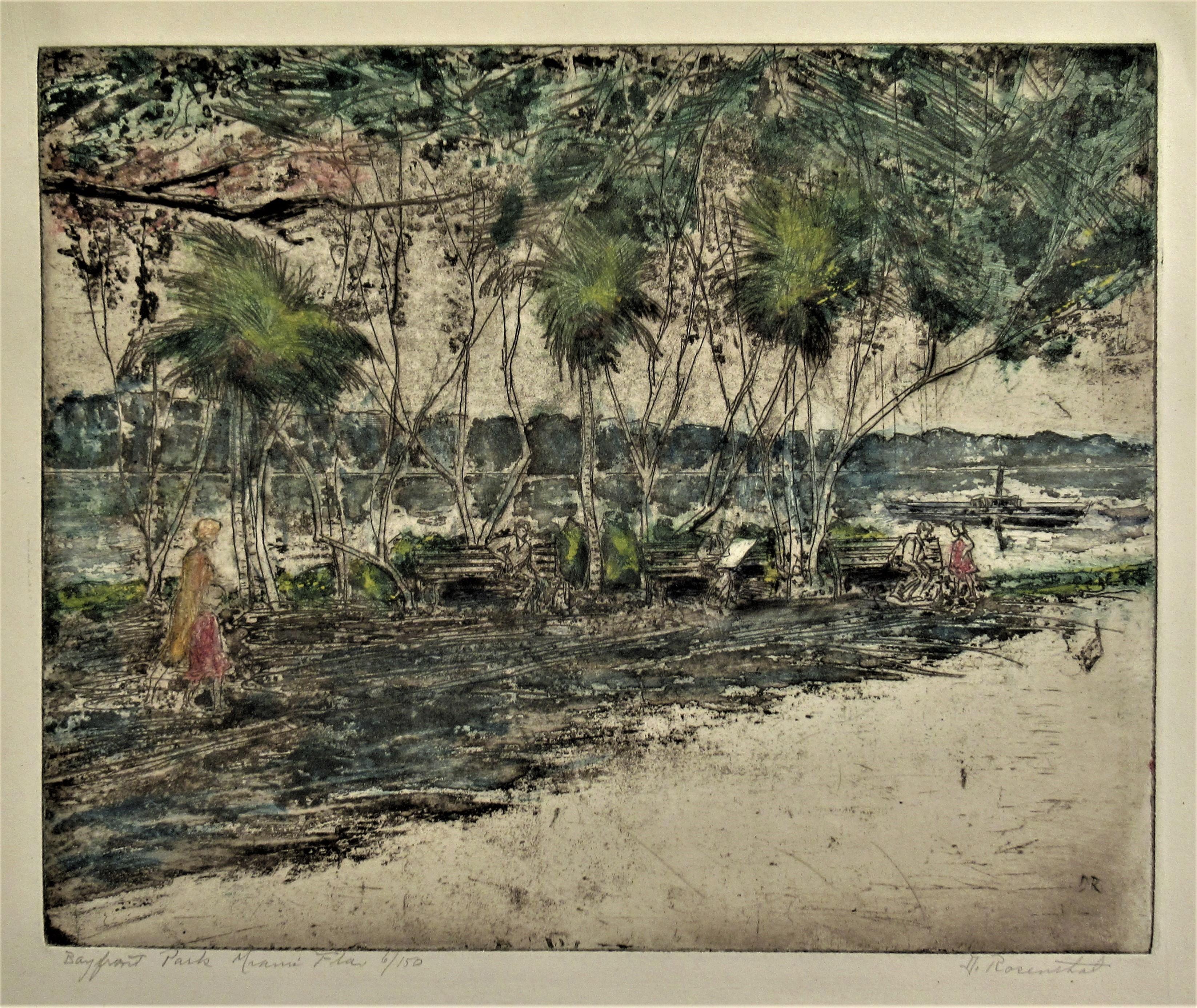 David Rosenthal Figurative Print - Bayfront Park, Miami, Florida