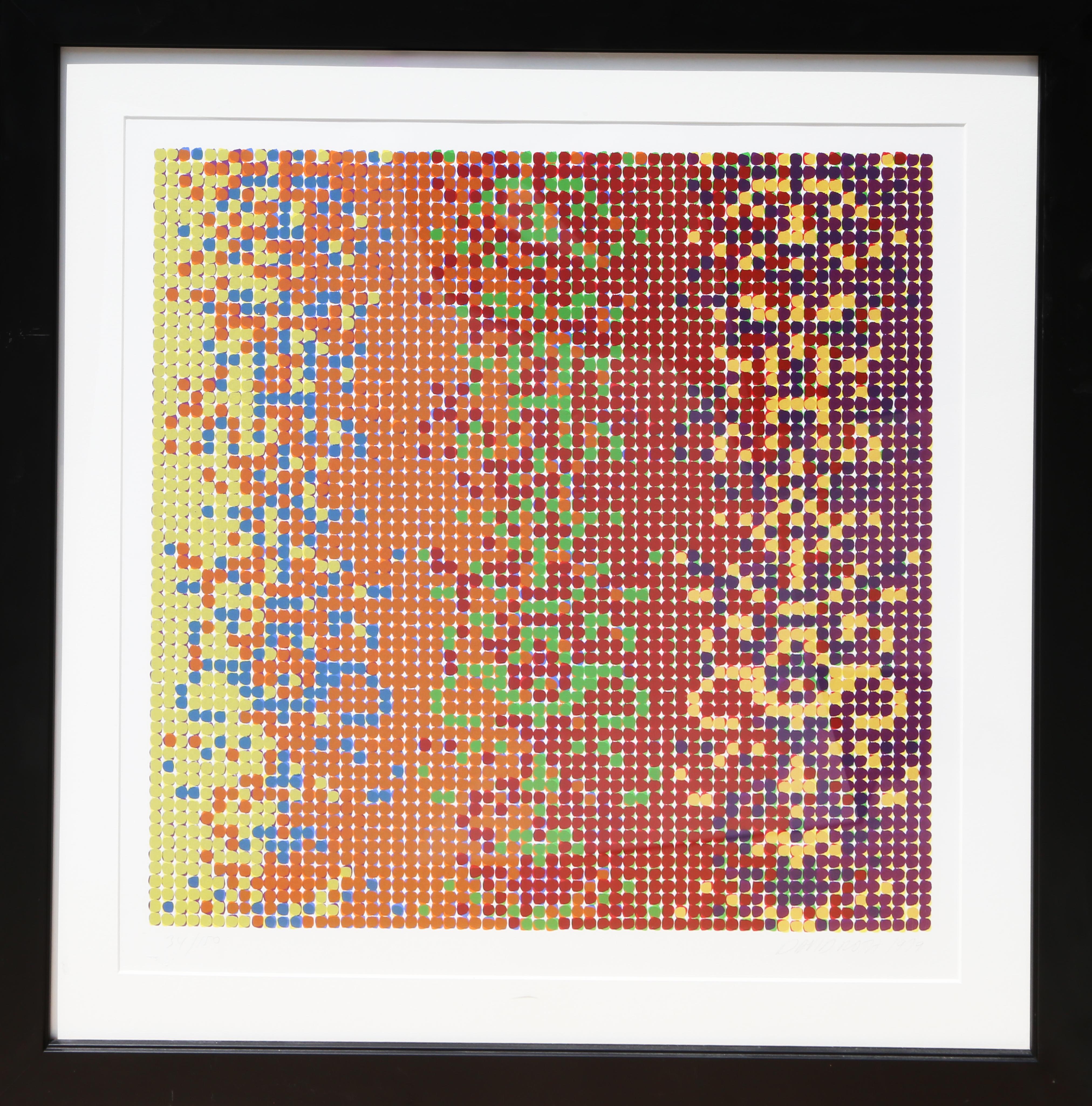 Luminous Op Art print by David Roth. Nicely matted and framed in black.

Untitled 23
David Roth, American (1942)
Date: 1979
Screenprint, signed and numbered in pencil
Edition of 150
Image Size: 23 x 23 inches
Size: 29 x 29 in. (73.66 x 73.66