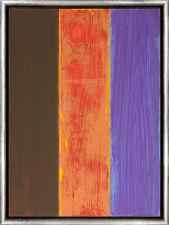 "Studio #6" Acrylic Orange, Brown, and Purple Color Blocking on Panel