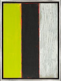 "Studio #7" Black, Lime Green, and White Color Blocking on Panel