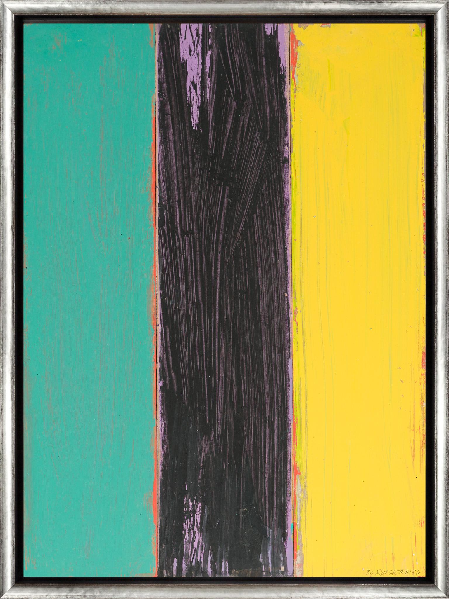 "Studio #9" Turquoise, Black, and Yellow Color Blocking on Panel