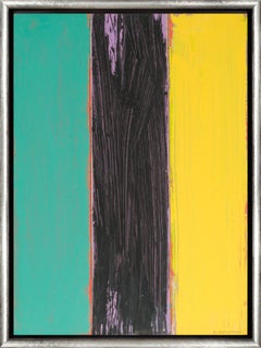 "Studio #9" Turquoise, Black, and Yellow Color Blocking on Panel