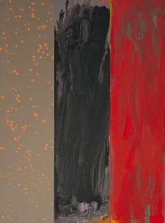 "Vulcana" Peinture contemporaine abstraite verticale encadrée Acrylique sur panneau