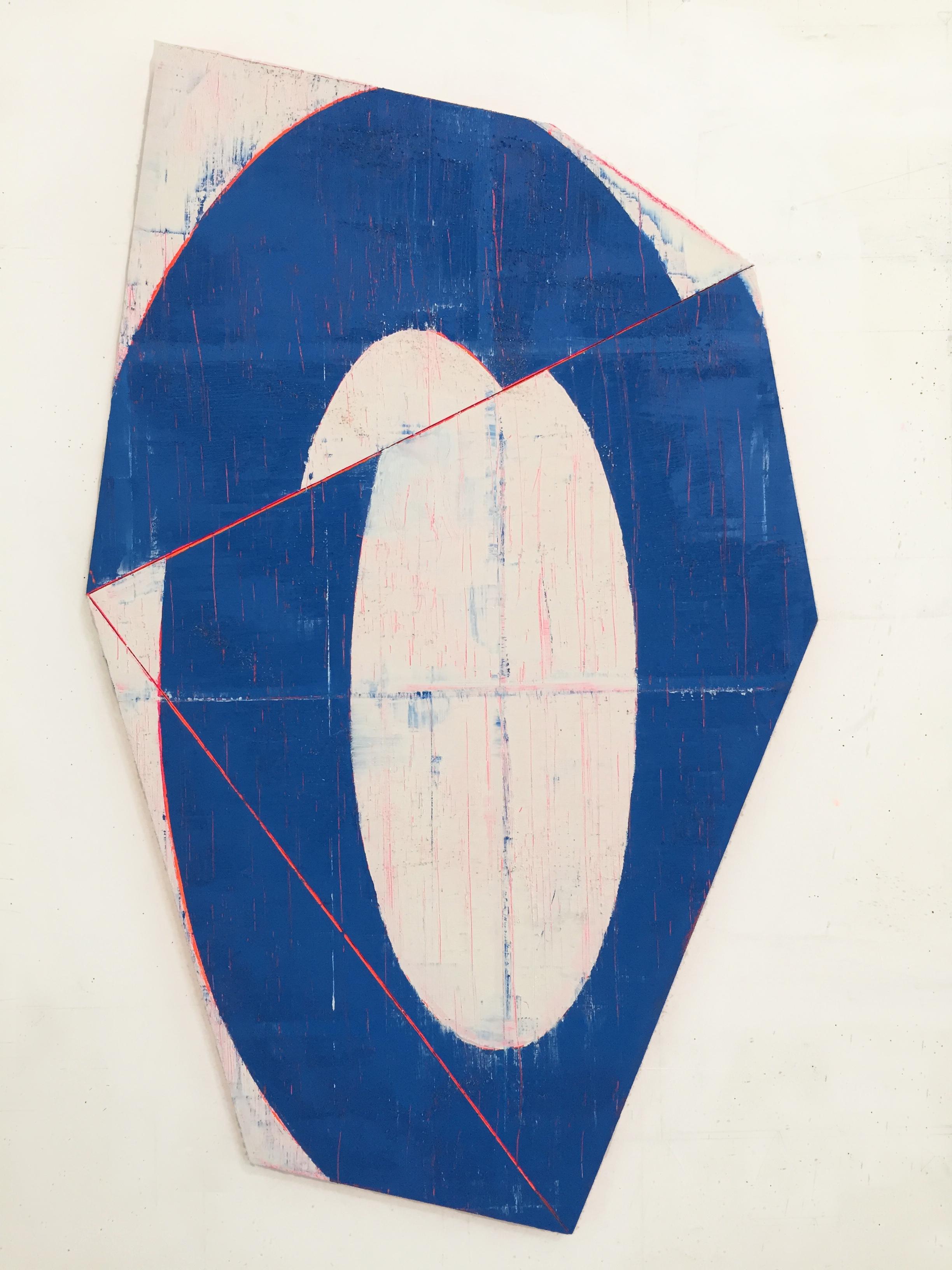 David Row Abstract Painting – Blaue Verzögerung