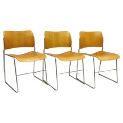 David Rowland 40/4 Bentwood Chrome Frame Stacking Side Chairs, Set of 3