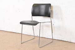 David Rowland 40/4 Beistellstuhl aus schwarzem und Chrom