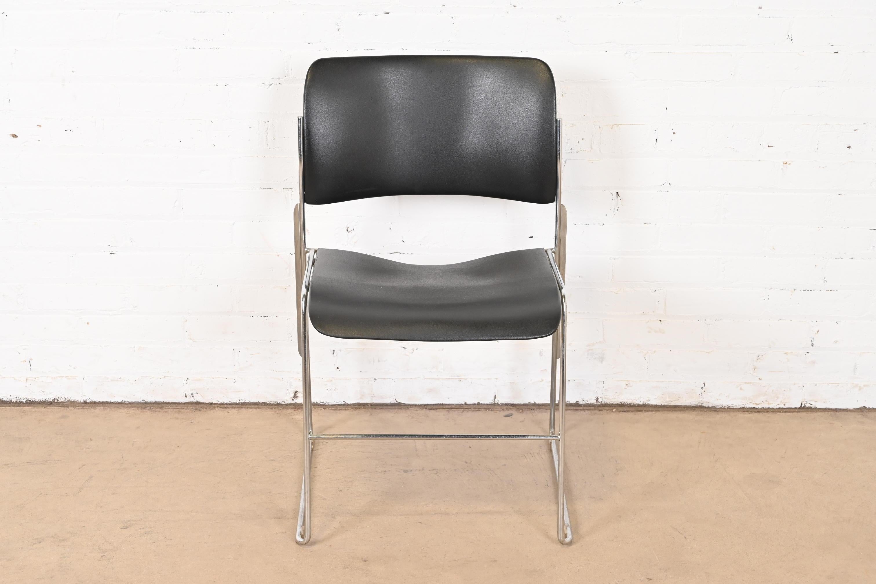 American David Rowland 40/4 Black and Chrome Side Chair For Sale