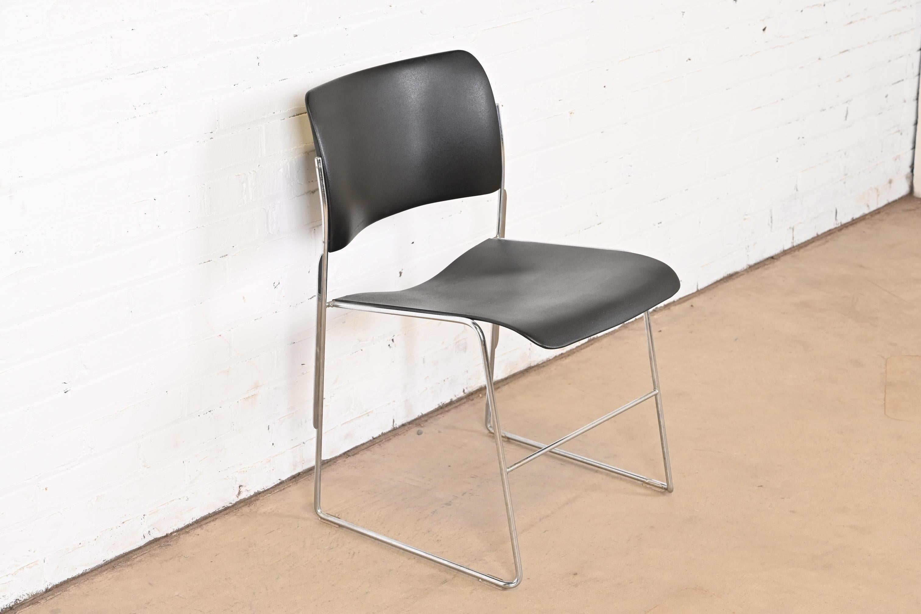 Late 20th Century David Rowland 40/4 Black and Chrome Side Chair For Sale