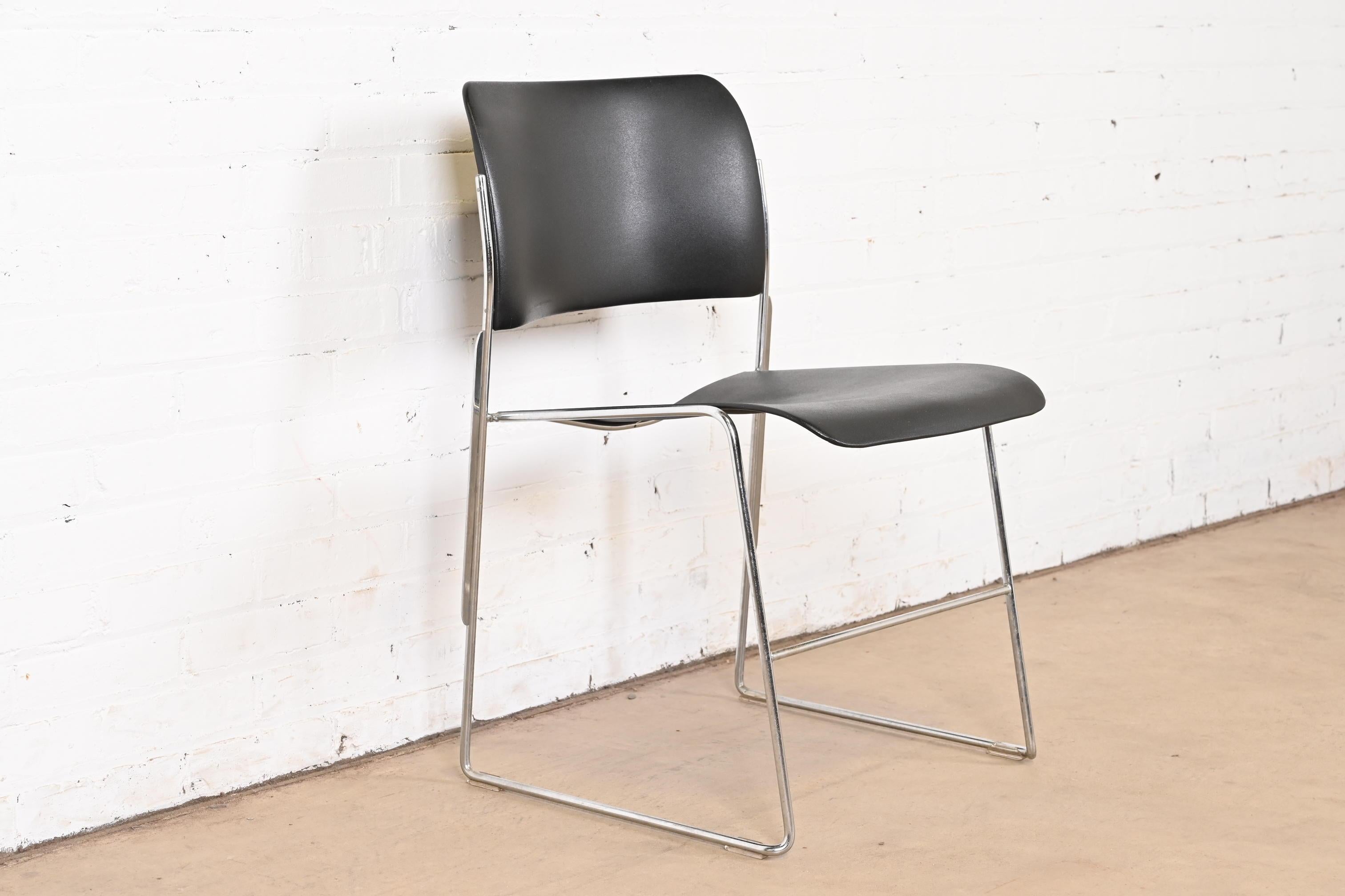 Steel David Rowland 40/4 Black and Chrome Side Chair For Sale