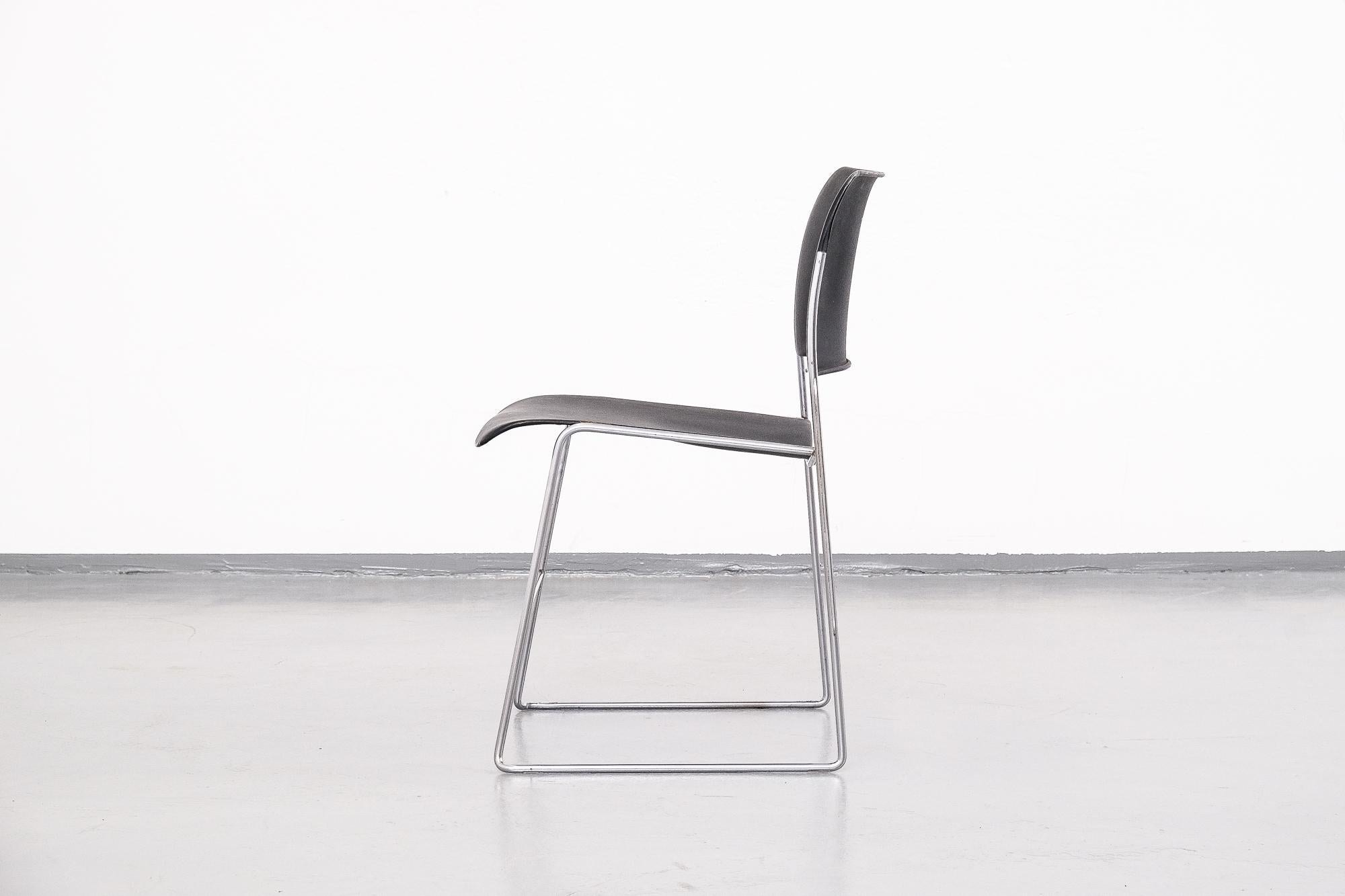 American David Rowland 40/4 Metal Stacking Chair, 1960s