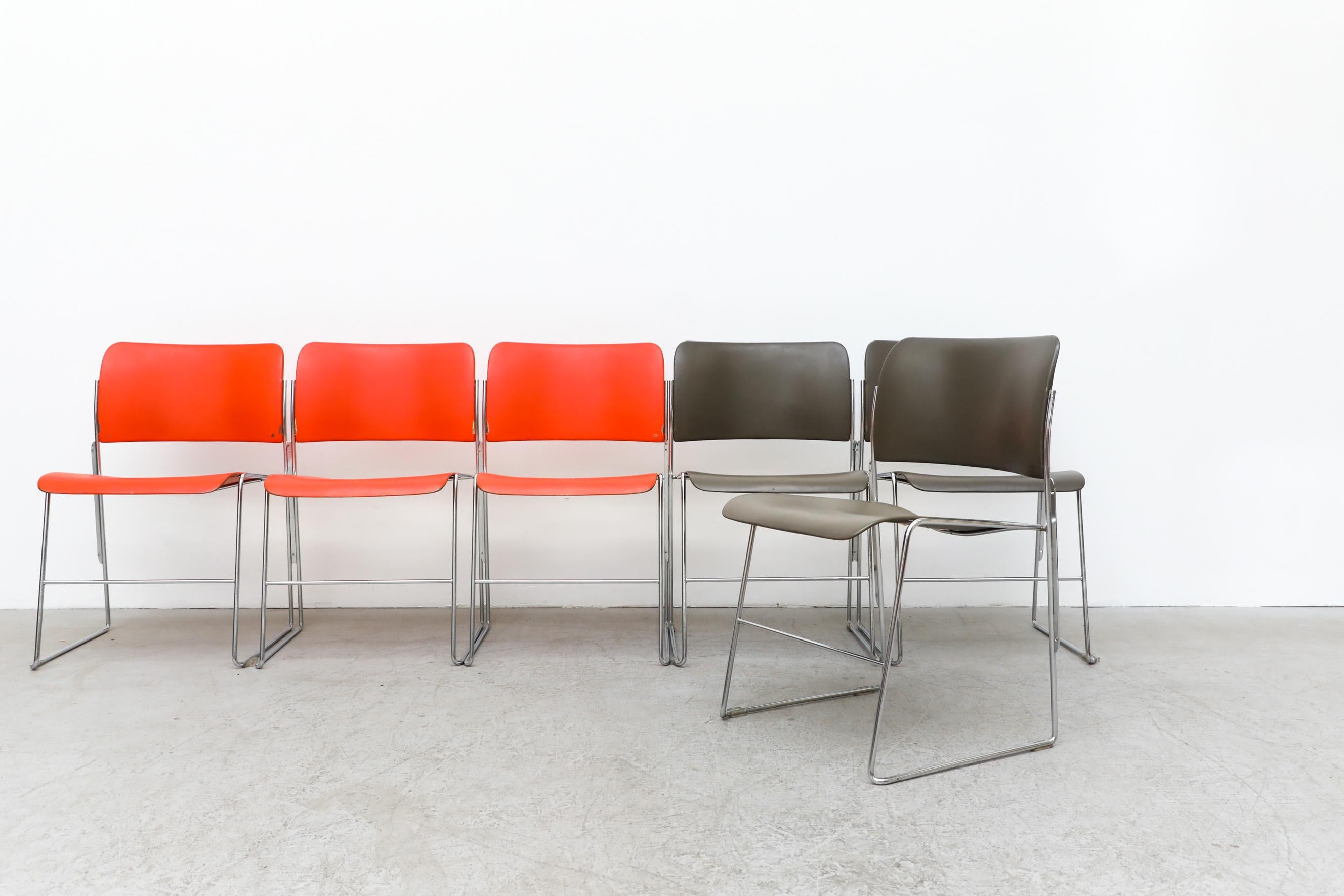 Mid-Century Modern David Rowland 40/4 Metal Stacking Chairs the General Fireproofing Co, 1974