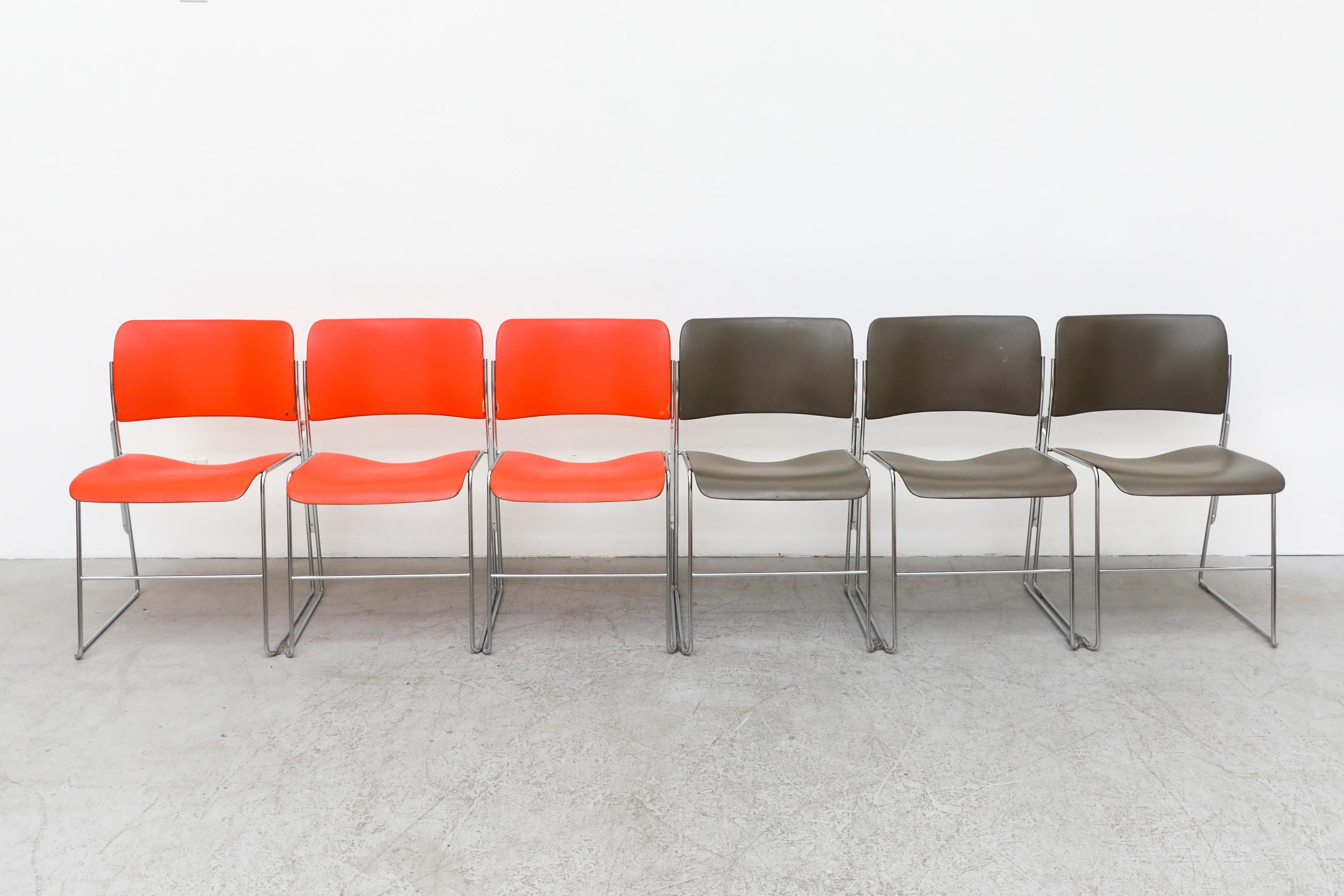 American David Rowland 40/4 Metal Stacking Chairs the General Fireproofing Co, 1974