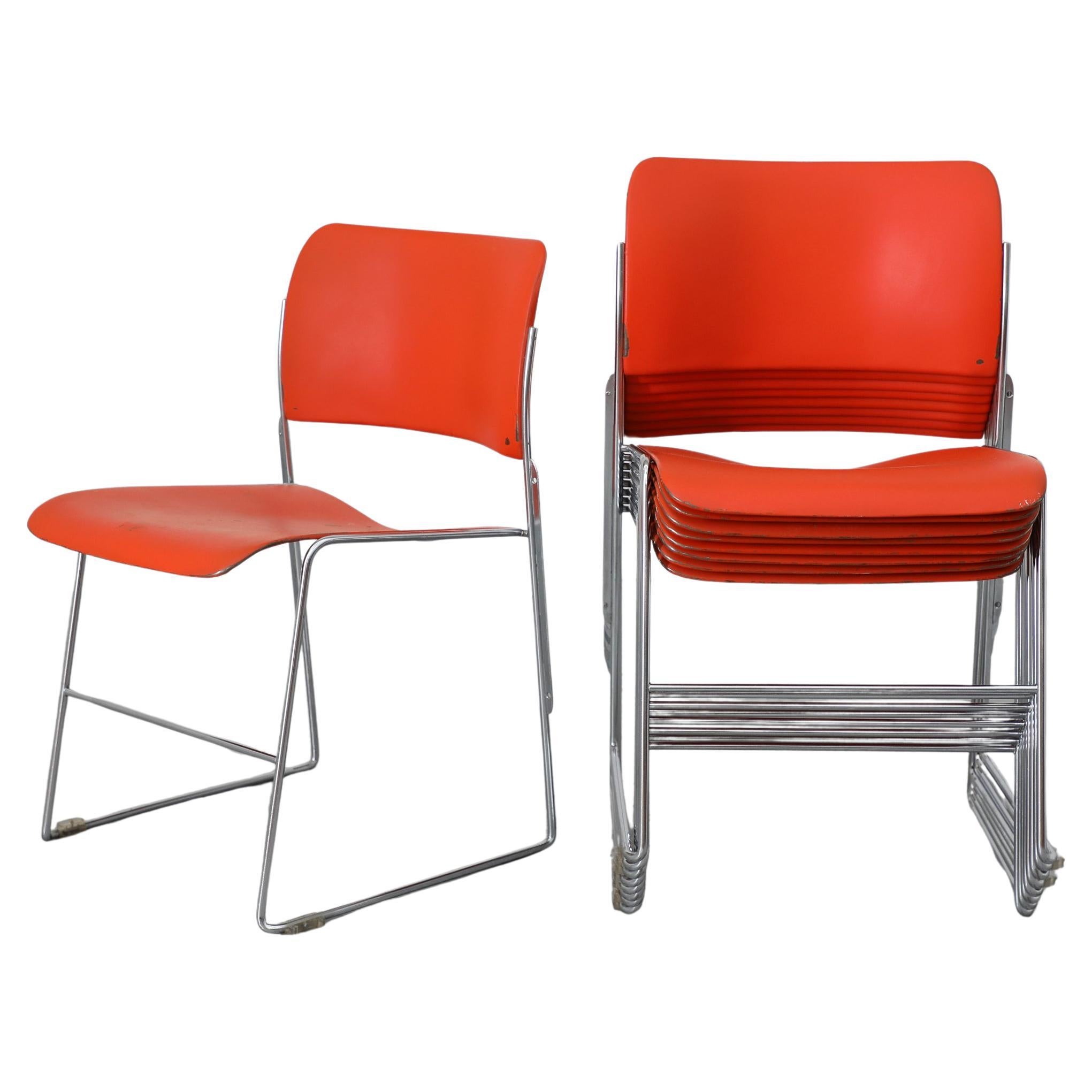 David Rowland 40/4 Metal Stacking Chairs The General Fireproofing Co, 1974 For Sale