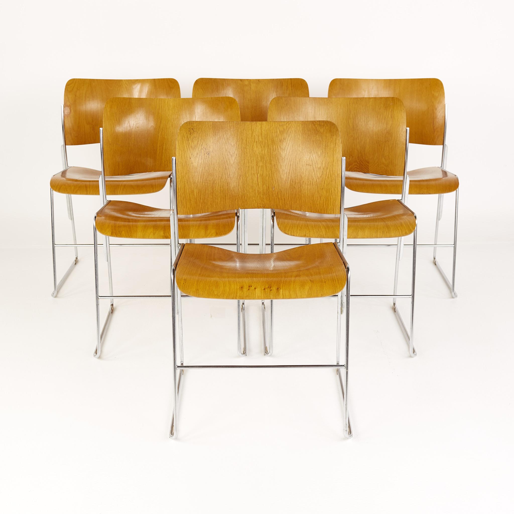 David Rowland 40/4 mid century bentwood stackable dining chairs - set of 6

These chairs measure: 20 wide x 19 deep x 29.5 inches high, with a seat height of 18 inches

?All pieces of furniture can be had in what we call restored vintage