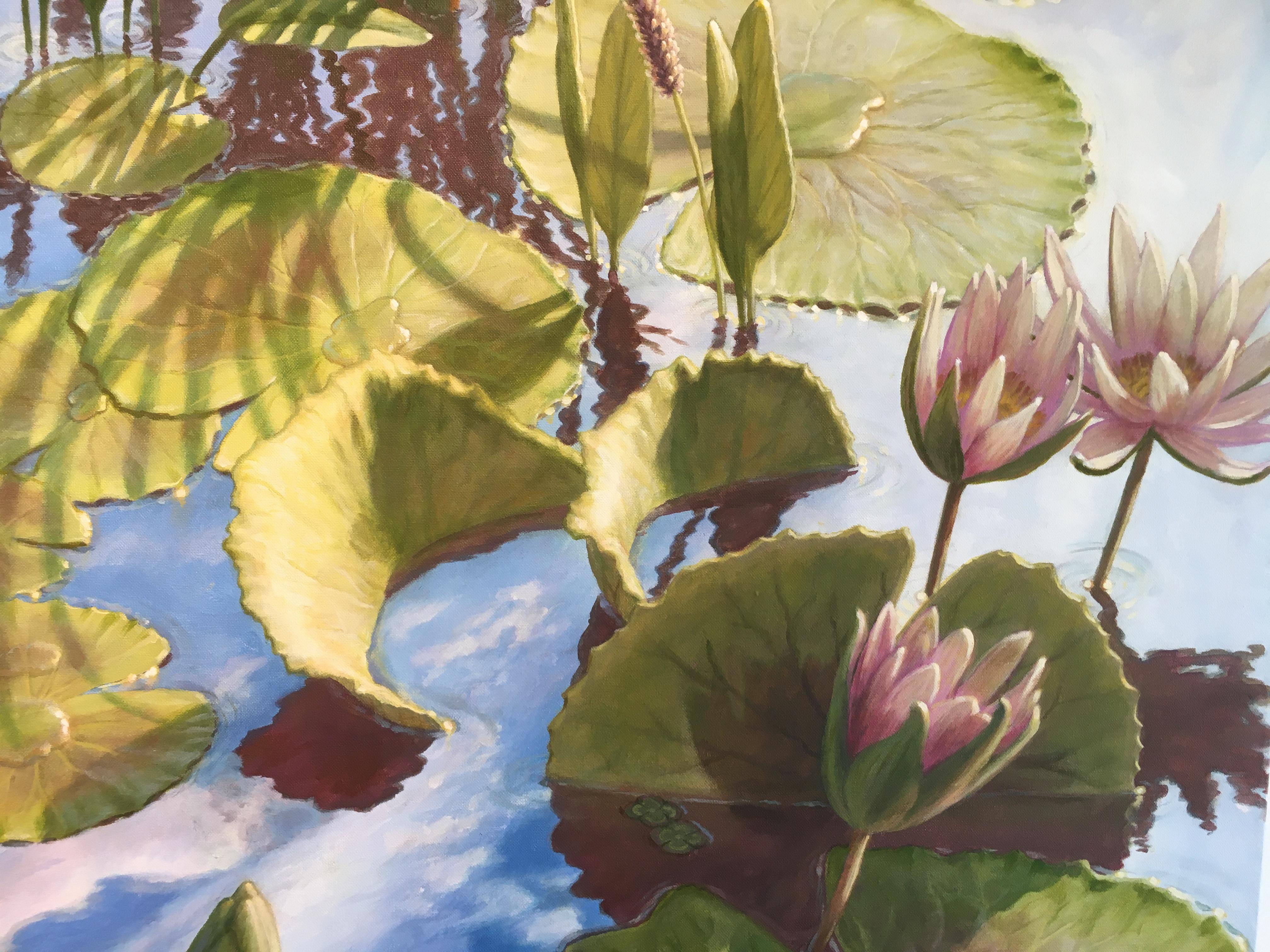 Lilies In The Sky  - Realist Painting by David Ruhe