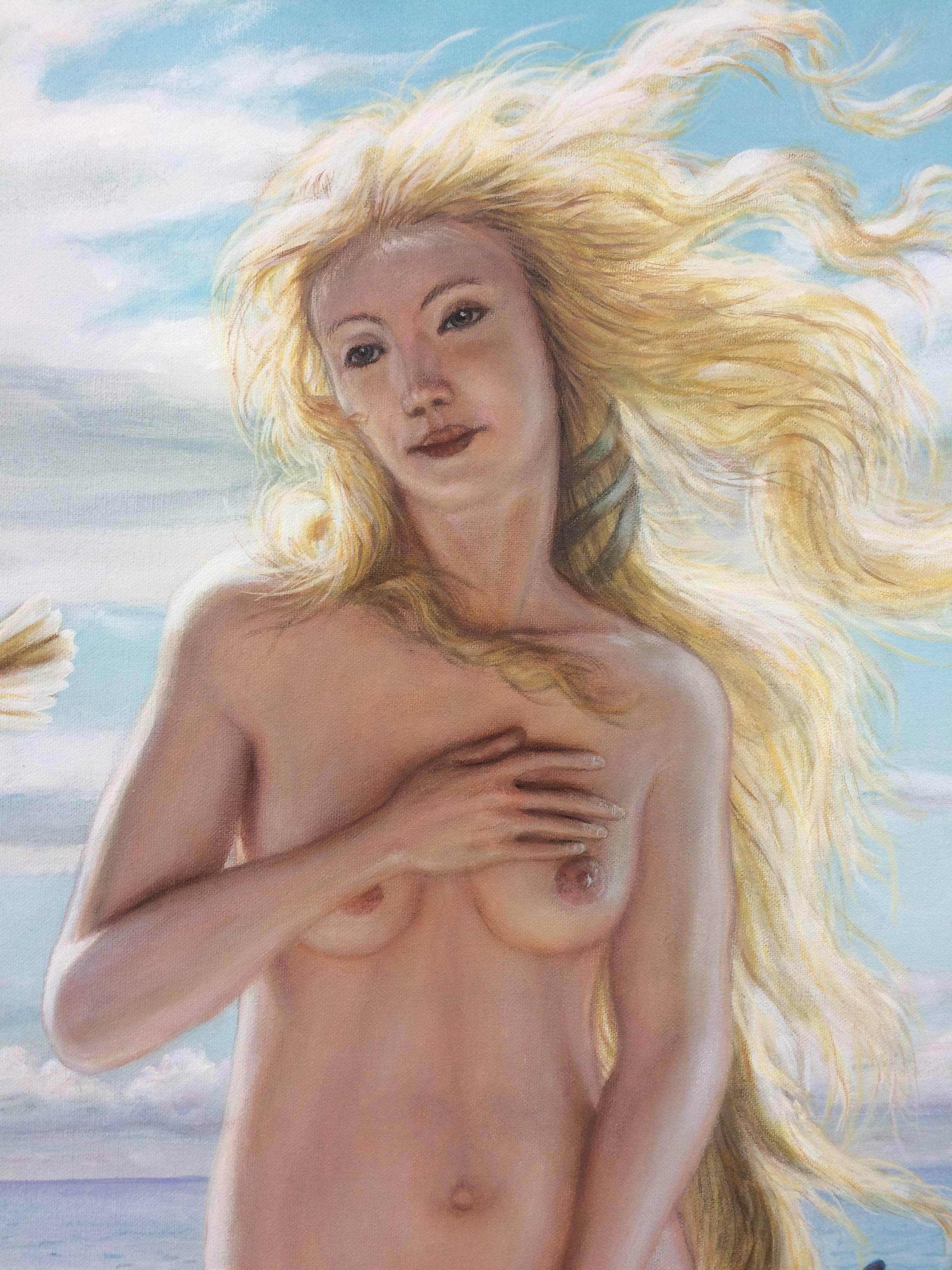 Venus Rising Nude (Realismus), Painting, von David Ruhe