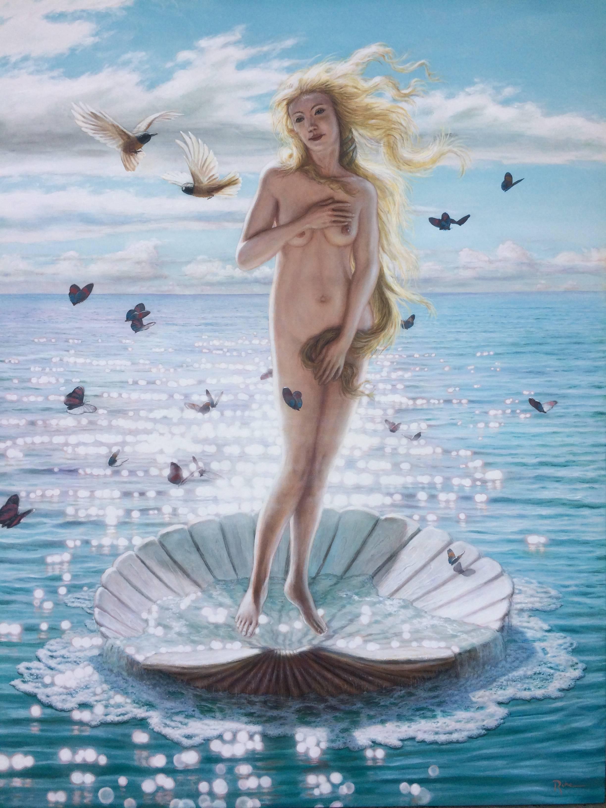 Venus Rising Nude - Painting by David Ruhe