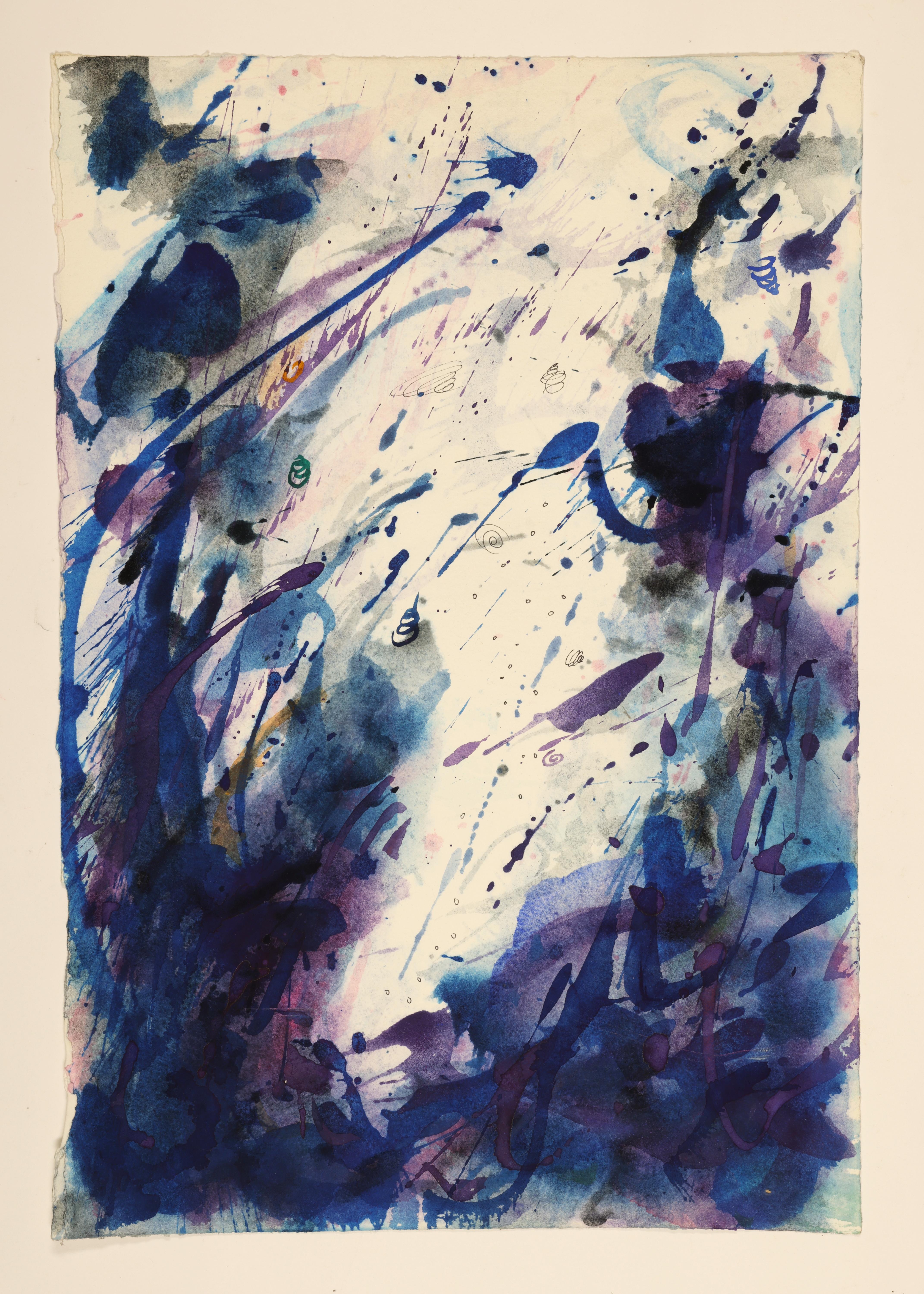 Dies ist ein zeitgenössisches abstraktes Aquarell des Künstlers David Ruth. Diese Gemäldeserie zeichnet sich oft durch leuchtende Farben und lebendige Layouts aus, die den Betrachter in ihren Bann ziehen. Sie sollen ihm helfen, seine Arbeit zu