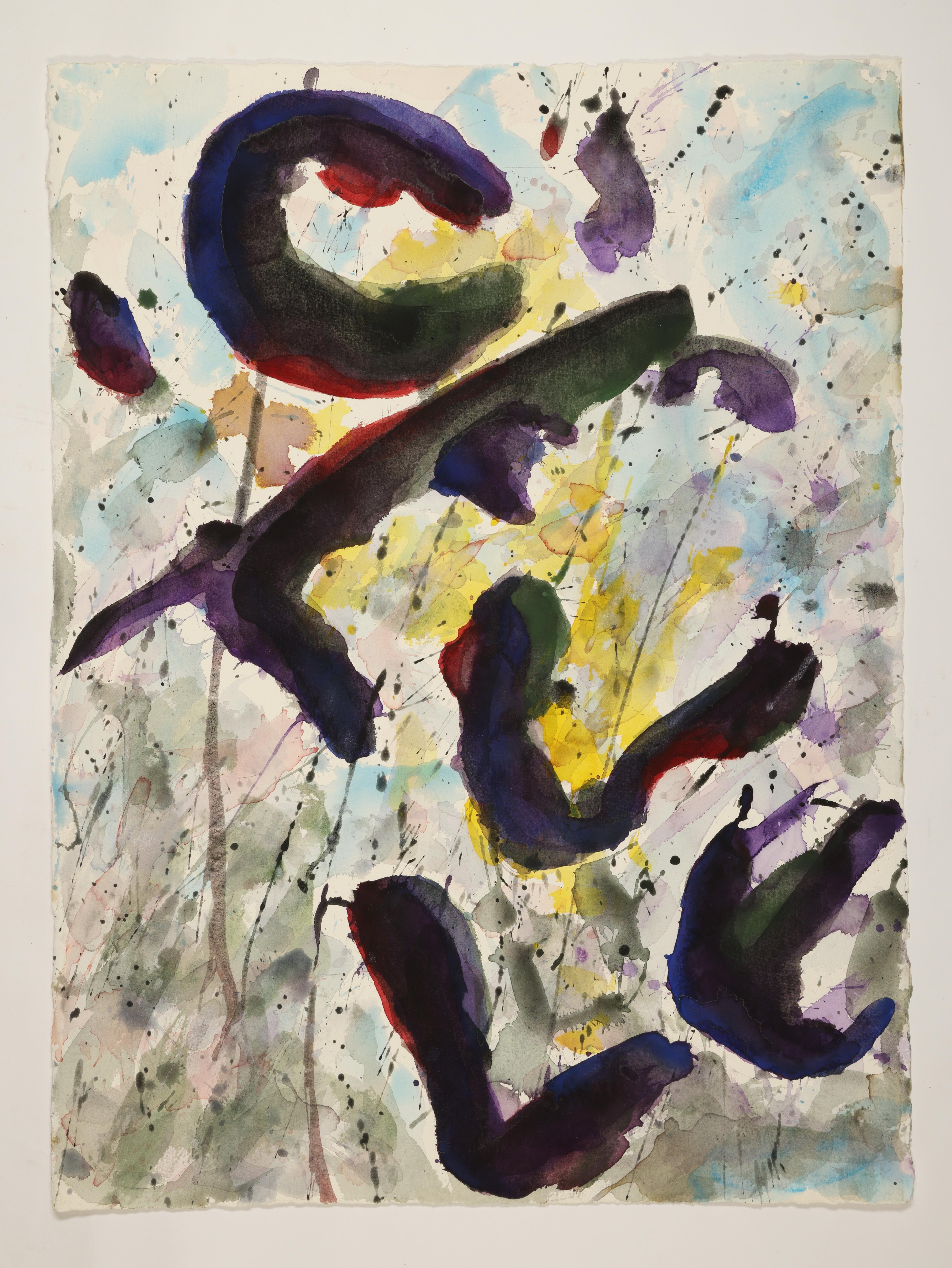 Abstract Watercolor Painting, 'Design for Space', C. 1998 by David Ruth