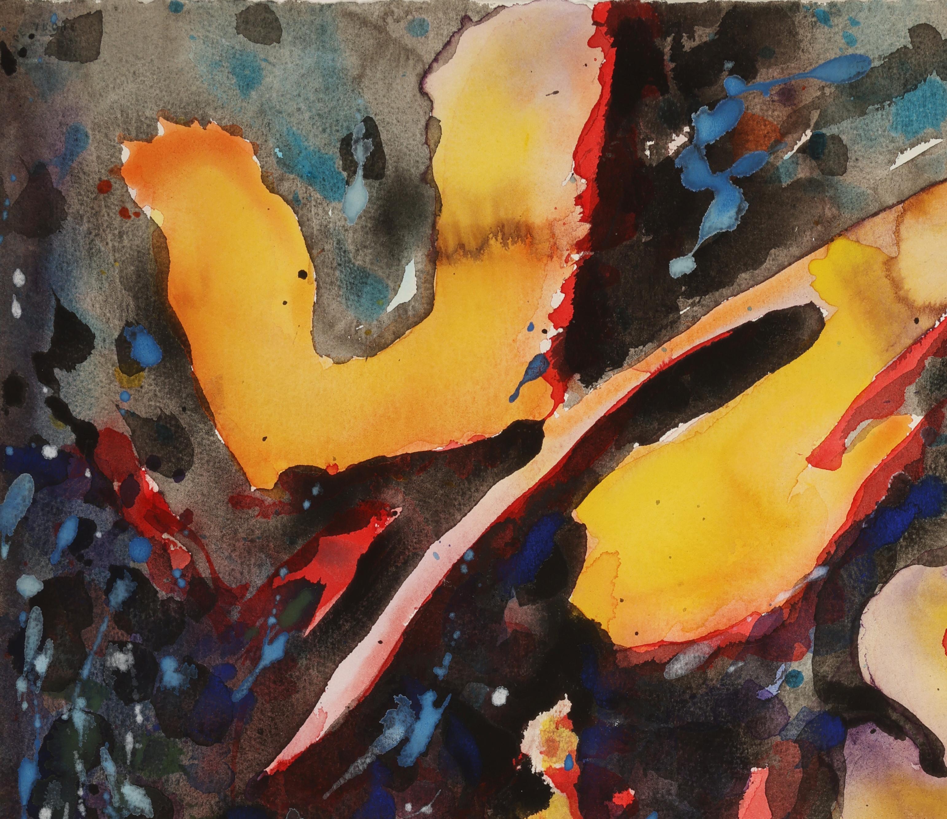 Abstraktes Aquarellgemälde, „Fire Spirit“, 1992, von David Ruth im Angebot 3