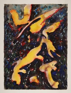 Vintage Abstract Watercolor Painting, 'Fire Spirit', 1992 by David Ruth