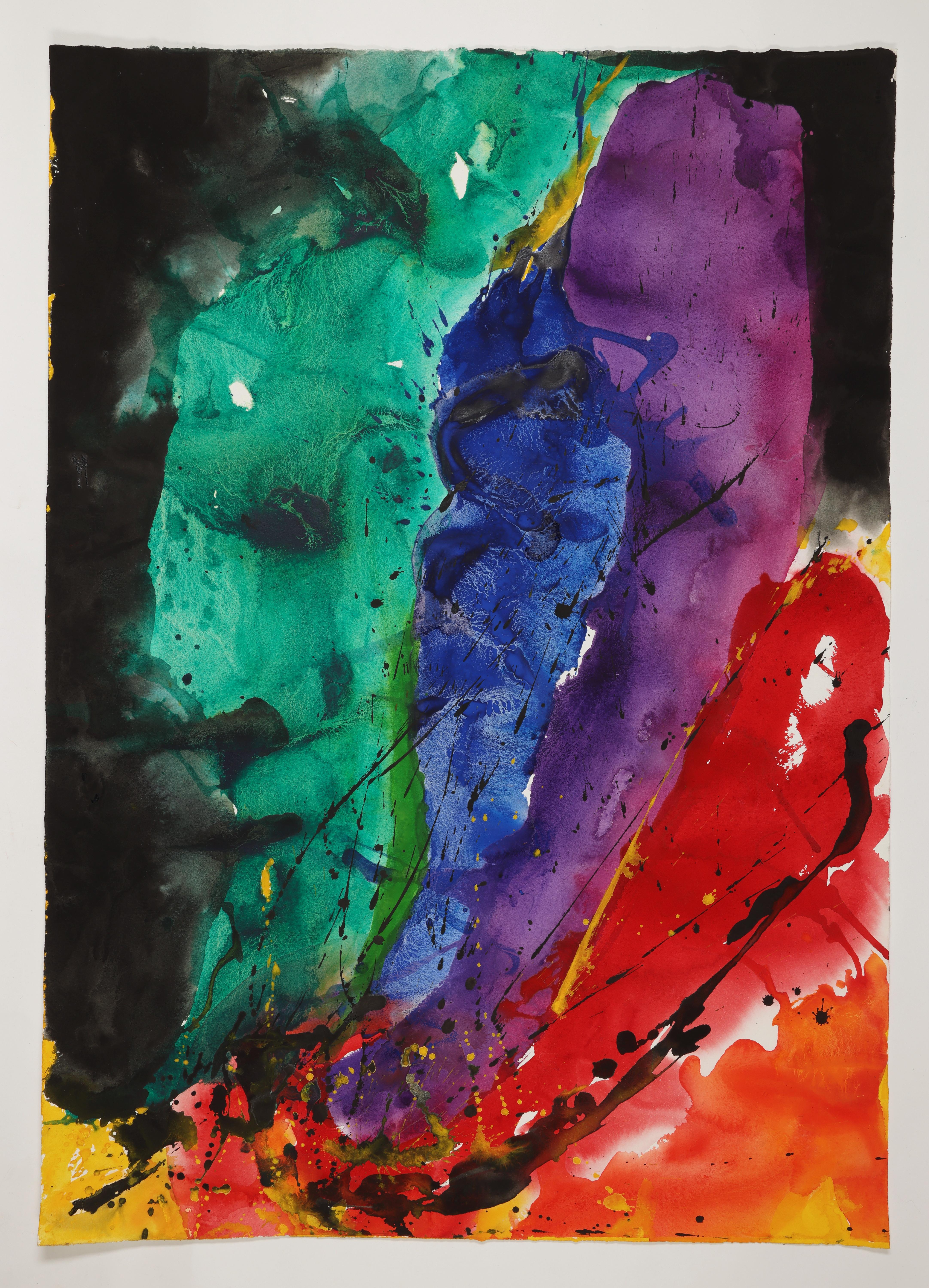 Contemporary Watercolor Painting, 'Fire Series', C. 1998 by David Ruth