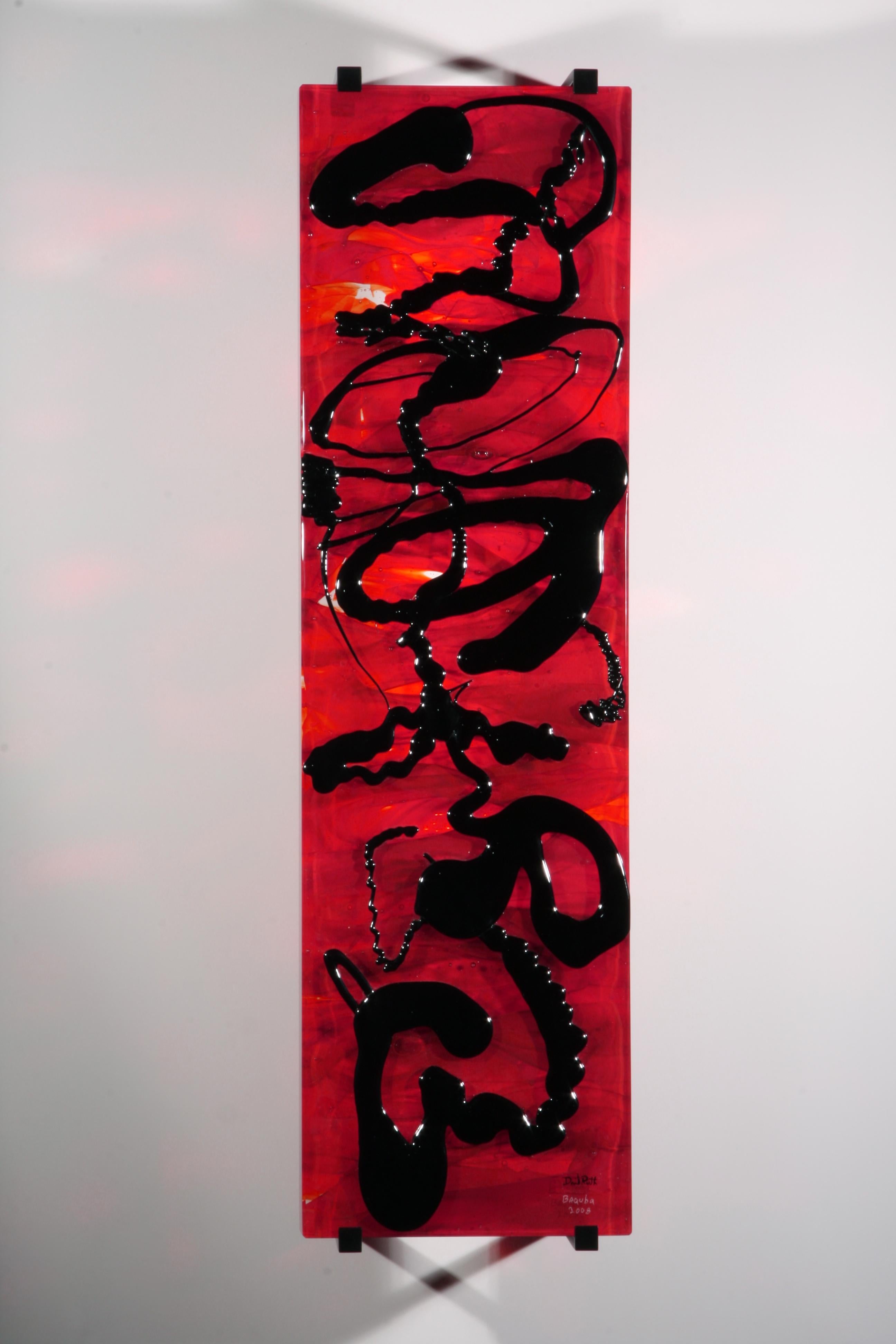 'Baquba' is a contemporary abstract glass by artist David Ruth. Created in 2008, it was a piece in a series about the David's views on the American invasion of Iraq. 

"In 2005, a few years after the American invasion of Iraq, I conceptualized a